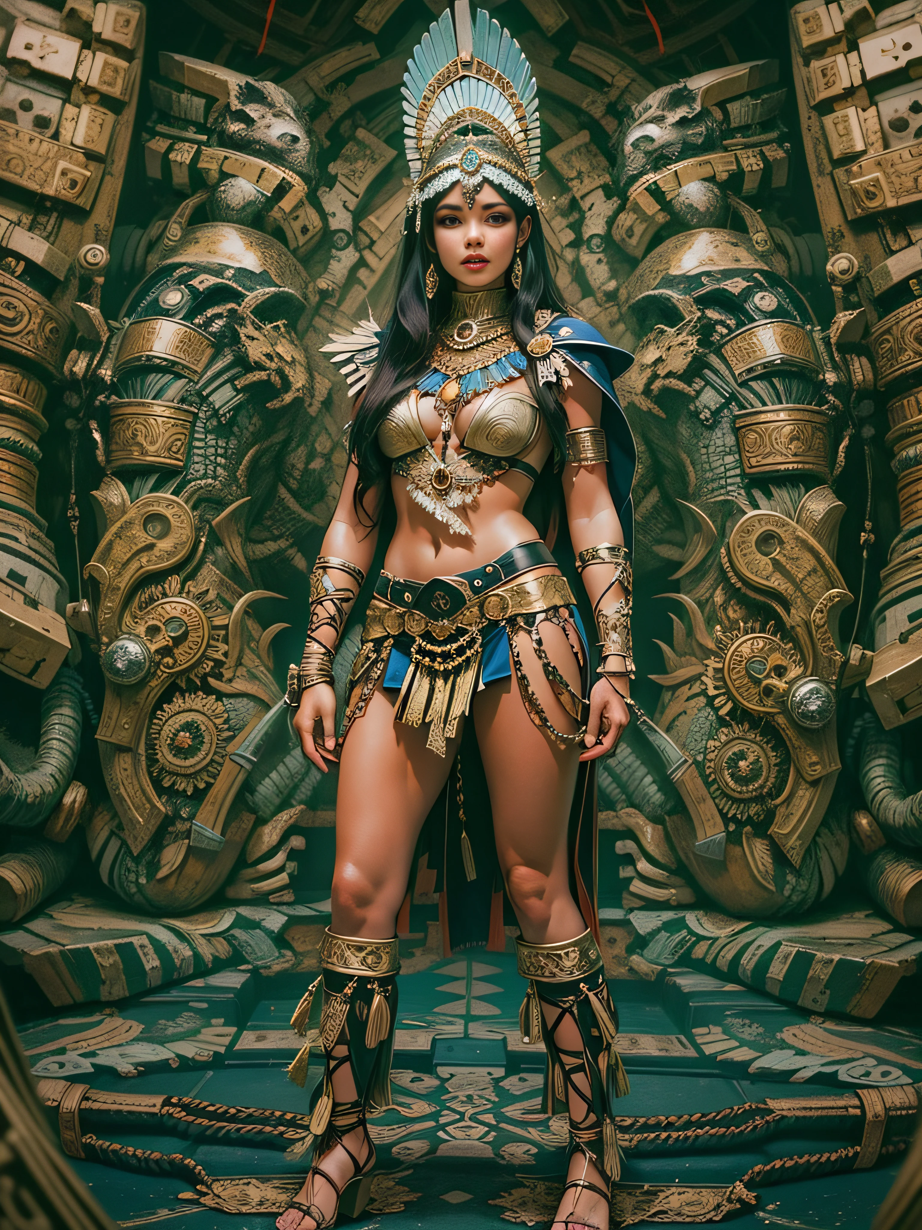 Beautiful woman in insanely intricate Amazon warrior Outfit