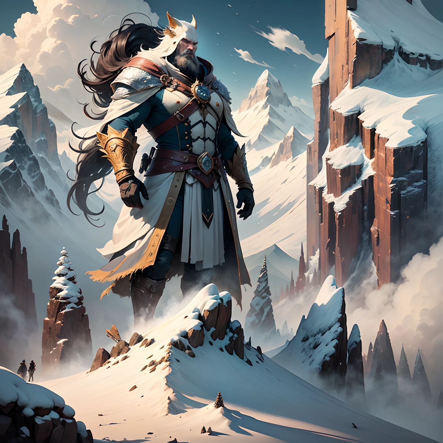 The Narrator (Voice of the Mountain) is personified as an imposing figure, with a striking and majestic presence. His voice is deep and reverberant, like the echo of the mountains. He speaks with authority, conveying wisdom and a deep connection to nature. His language is poetic and evocative, bringing to life the landscapes and feelings associated with mountains. The Narrator personifies the strength and stability of the mountains, and his voice resonates as a trustworthy and powerful guide on the listener's journey. He is a source of inspiration and guidance, able to convey the grandeur and serenity of the mountains through his words. --auto --s2