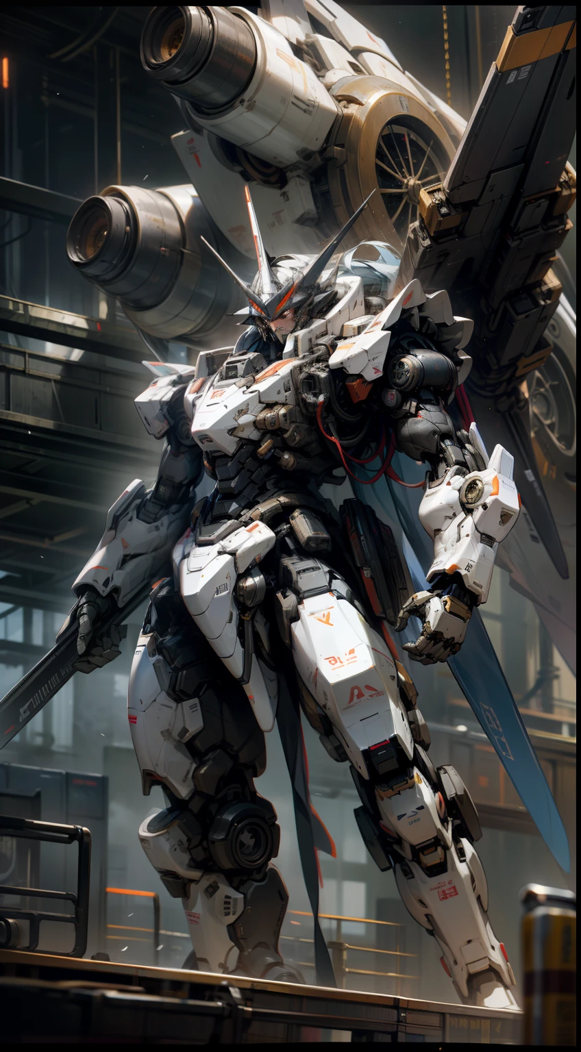 ultra-realistic realism， Ray traching， realisticlying， hyper HD， high detal， 32k， best qualtiy， textureskin， Up， flight， funnel， Mecha ship， tmasterpiece， best qualtiy， mechs， Unmanned， （full bodyesbian）， （Black color mecha： 1.8）， （轴对称： 1.4）， （HDR）， （cinematric light： 1.1）， White eyes， cruel， scientific fiction， firey， kosmos， Oversized shield， Mecha man overlooking the background of the earth， Laser cannon beam， karo， conflict，Weapons in hand（With huge weapons：1.5），Combat posture