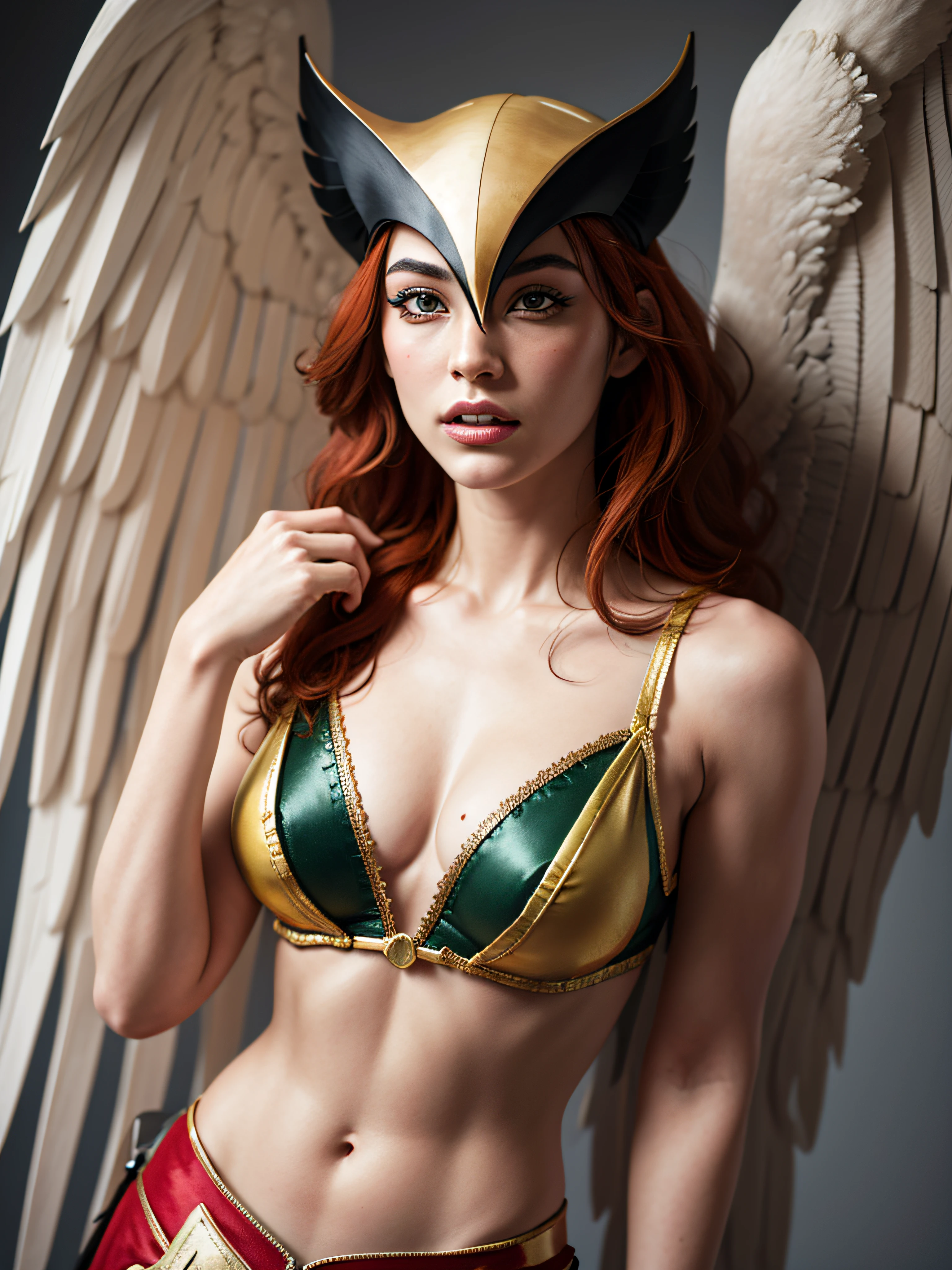 (cowboy shot), (masterpiece), (best quality:1.0), (ultra highres:1.0), highly detailed face and eyes, (photorealistic:1.2)
BREAK
ShayeraDC, green eyes, feathered wings, wings, mask
belly_dance_dress
BREAK
abstract background