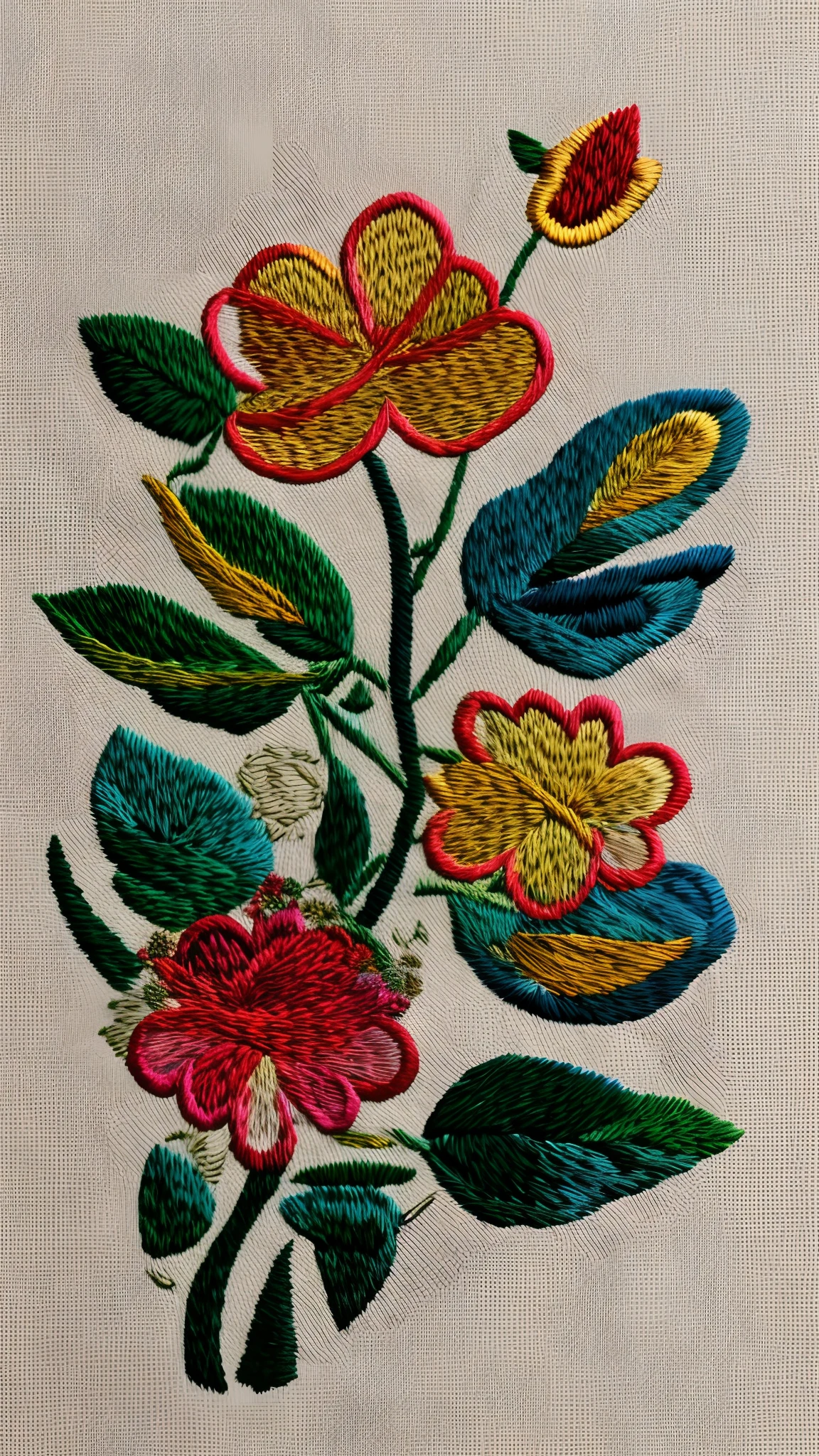 Embroidery style, a flower, elegant color