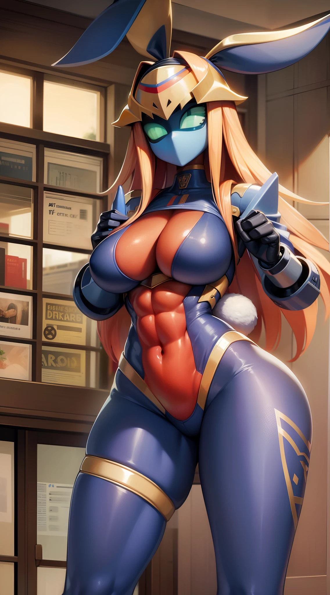 Sex robots,Abs,nabel,full bodyesbian, standing,Rabbit ears