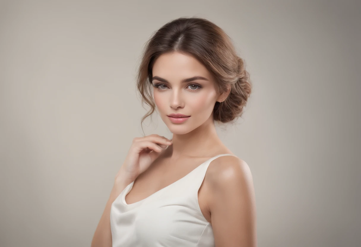modelo: La modelo debe tener un aspecto fresco y natural, with minimal makeup that highlights your features. Su cabello debe ser peinado en ondas sueltas o un peinado elegante. luci: Usar suave, Diffused lighting to create a warm and welcoming atmosphere. Usar luces de estudio fondo: Elija un fondo simple y ordenado que complemente el modelo y el producto. Un fondo blanco liso o de color pastel funciona bien. compositing: Experiment with different angles and compositions to find the most flattering and interesting shot. Prueba a disparar desde arriba o desde abajo, or use the rule of thirds to create visual interest. cabello brillante, a professional movie photograph of, La mejor calidad, alta calidad, Altas Resoilluminations, Altamente detallado, cinematic lighting