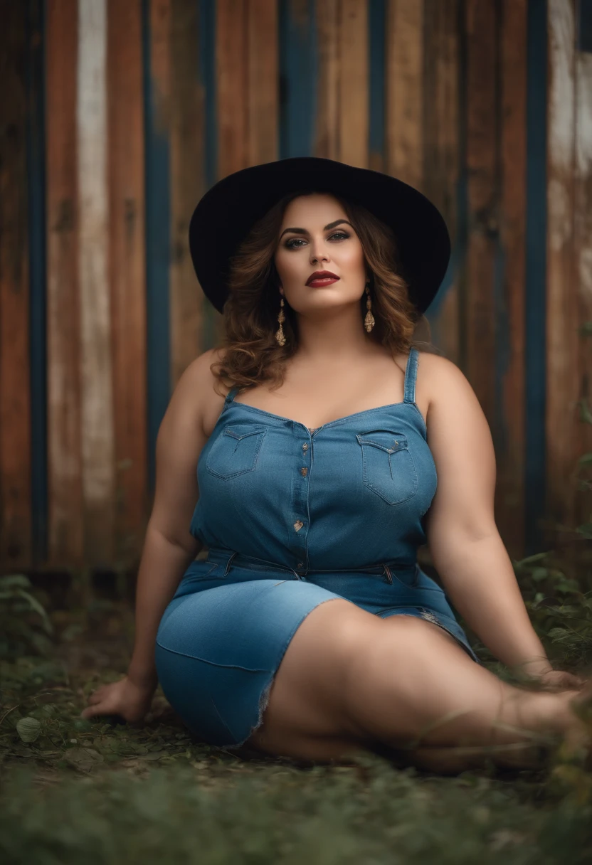 UMA MULHER GORDA DE 30 ANOS DE IDADE COM 1, 55 DE ALTURA PESANDO 200KG SEMBLANTE TRISTE EM UM E BLUSA E JEANS COMENDO