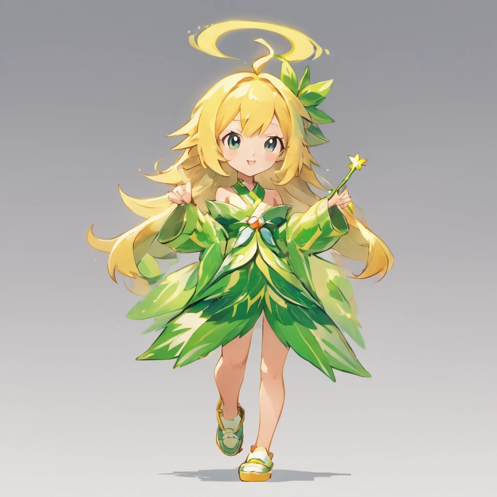 a girl, executive producer, Equip bamboo grass wand, Media Tycoon, ultra detailed, high definition, highest quality, Game Character Design, fullbody, standing posture,