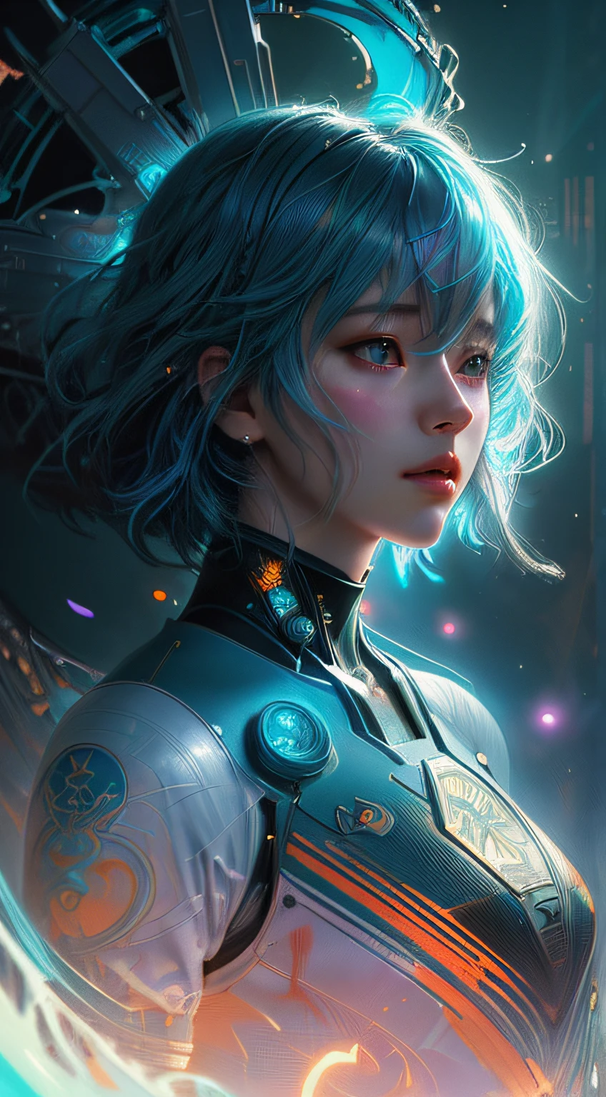 Rei Ayanami,shoulder length messy hair, happy, Full body, Beautiful anime waifu style girl, hyperdetailed painting, luminism, art by Carne Griffiths and Wadim Kashin concept art, 4k resolution, fractal isometrics details bioluminescence , 3d render, octane render, intricately detailed , cinematic, trending on artstation Isometric Centered hyperrealistic cover photo awesome full color, hand drawn , gritty, realistic mucha , hit definition , cinematic, on paper, ethereal background, abstract beauty,stand, approaching perfection, pure form, golden ratio, minimalistic, unfinished, concept art, by Brian Froud and Carne Griffiths and Wadim Kashin and John William Waterhouse, intricate details, 8k post production, high resolution, hyperdetailed, trending on artstation, sharp focus, studio photo, intricate details, highly detailed, by greg rutkowski