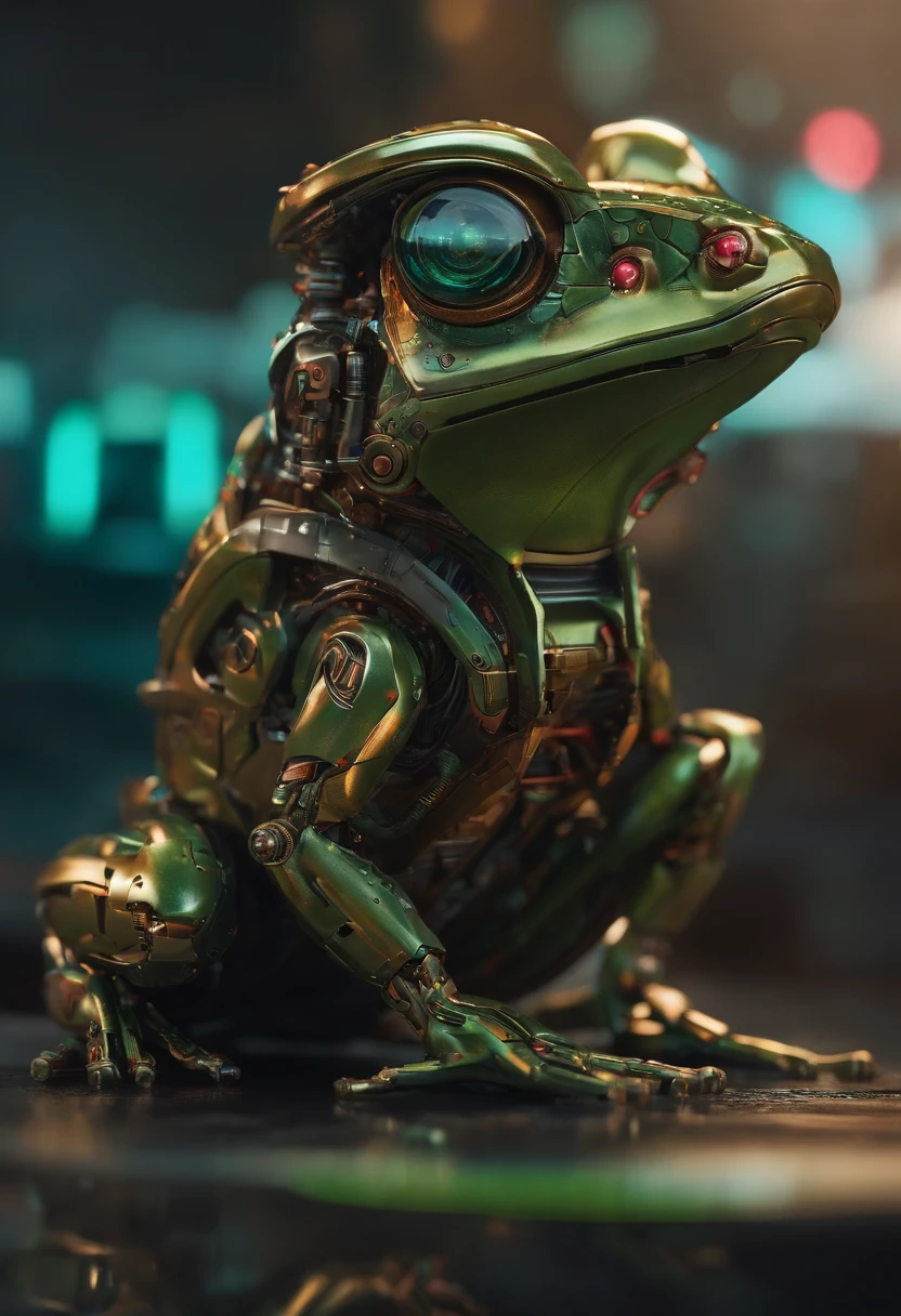 cinematic film still TransformersStyle, full body view of a mechanical infamous meme frog man [:inspired by hajime sorayama:0.4], santa hat, gleaming, reflective <lora:TransformersStyleXL:1.2> . shallow depth of field, vignette, highly detailed, high budget, bokeh, cinemascope, moody, epic, gorgeous, film grain, grainy