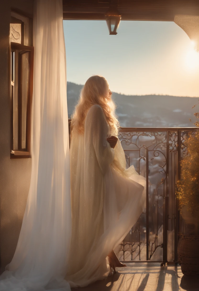 Girl with glasses, Light blue and light yellow hair, Observe the landscape on the balcony of her house, Wearing a big white scarf, Cold smoke coming out of her mouth, Snow, Winters, Meguro River, Photography, (Ultra-realistic), { Extremely Detailed 8k CG Unity Wallpaper}, Vast landscape photos, (Low view favoring the elegance of the details of the landscape, Wide Open Field View), (low  angle shot), (Highlight: 1, 0), (low illuminance: 1.0), (Warm light source: 1.5), intricate-detail, (Iridescent colors: 1.7), (Bright lighting), (Atmospheric lighting), Dreamy, Elegant, Magical, Solo 1 Erotic　　fishnet tights　shackles　Mushy with white liquid　M-shaped legs at the front　My clothes are torn in places.