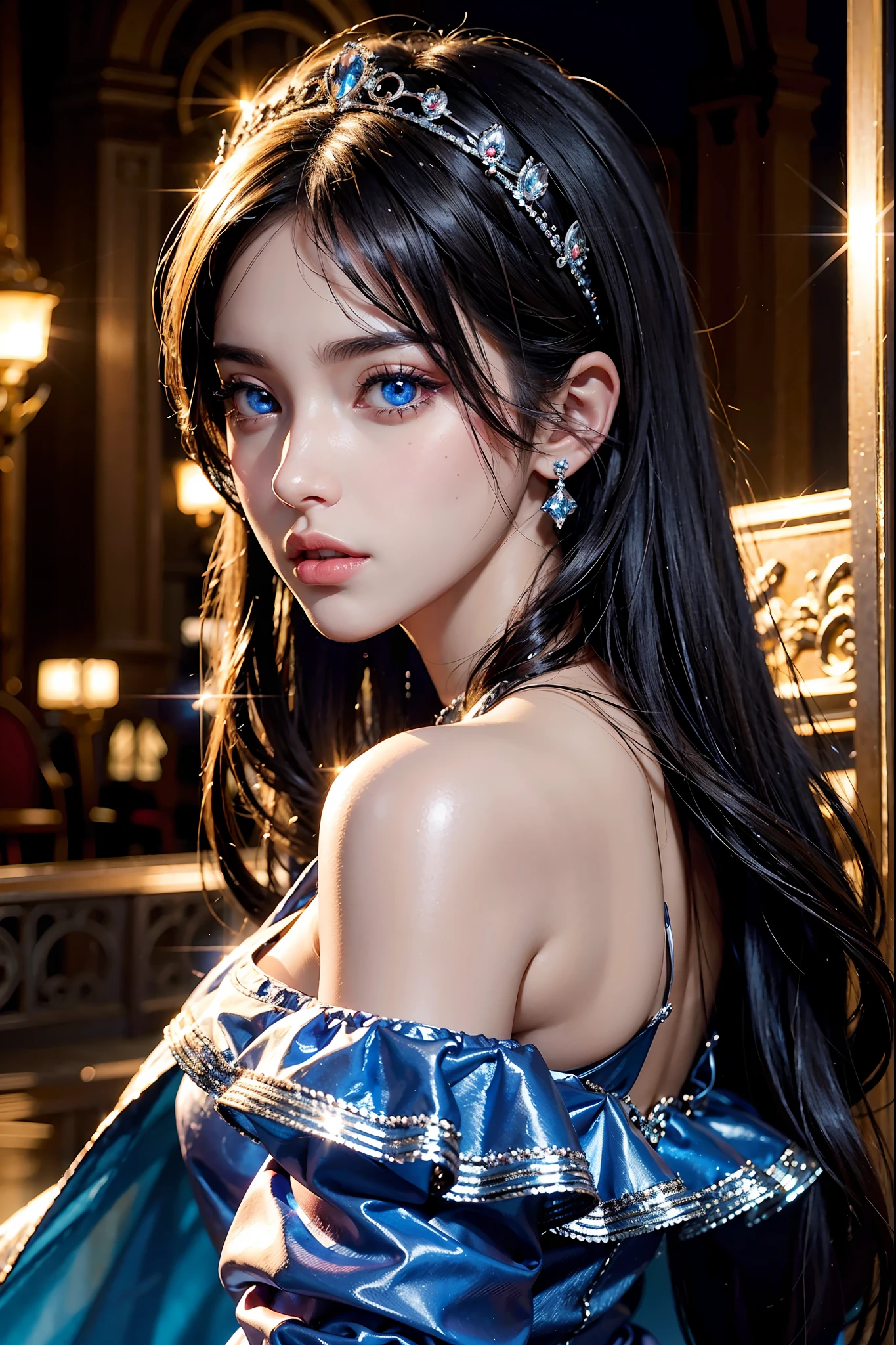 Very Beautiful princesse européenne Princesse glowing crystal eyes hyper realistic super detailed Dynamic shot master piece scene cinématique scènes movie Epic Legendary super Beautiful face portrait zoom sexy face sexy eyes sexy Mouth glowing crystal eyes