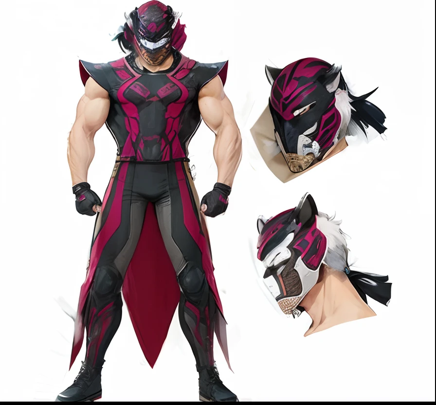 Fighter man using mask Tiger using glove Tekken concept art ring