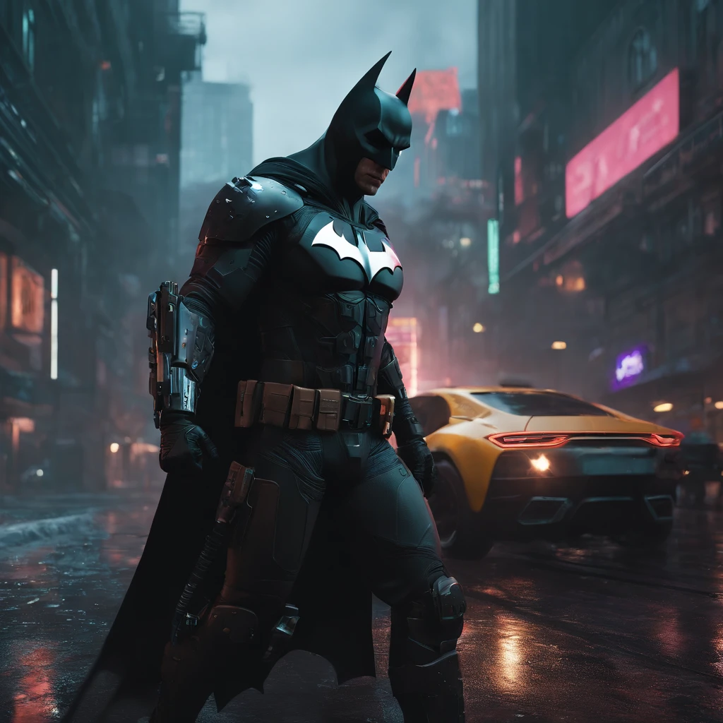 cavaleiro arafed com uma espada roxa na chuva, cavaleiro cyberpunk, estilo fantasia 8 mil octane render, Amazing 8K character concept art, arte conceitual. 8 mil, Arte conceitual 4K e hiper realismo, trending on ArtStation.', 8 mil arte conceitual de alto detalhe, Batman cyberpunk, menacingly. irreal 5, trending on ArtStation:3, gladiador cyberpunk