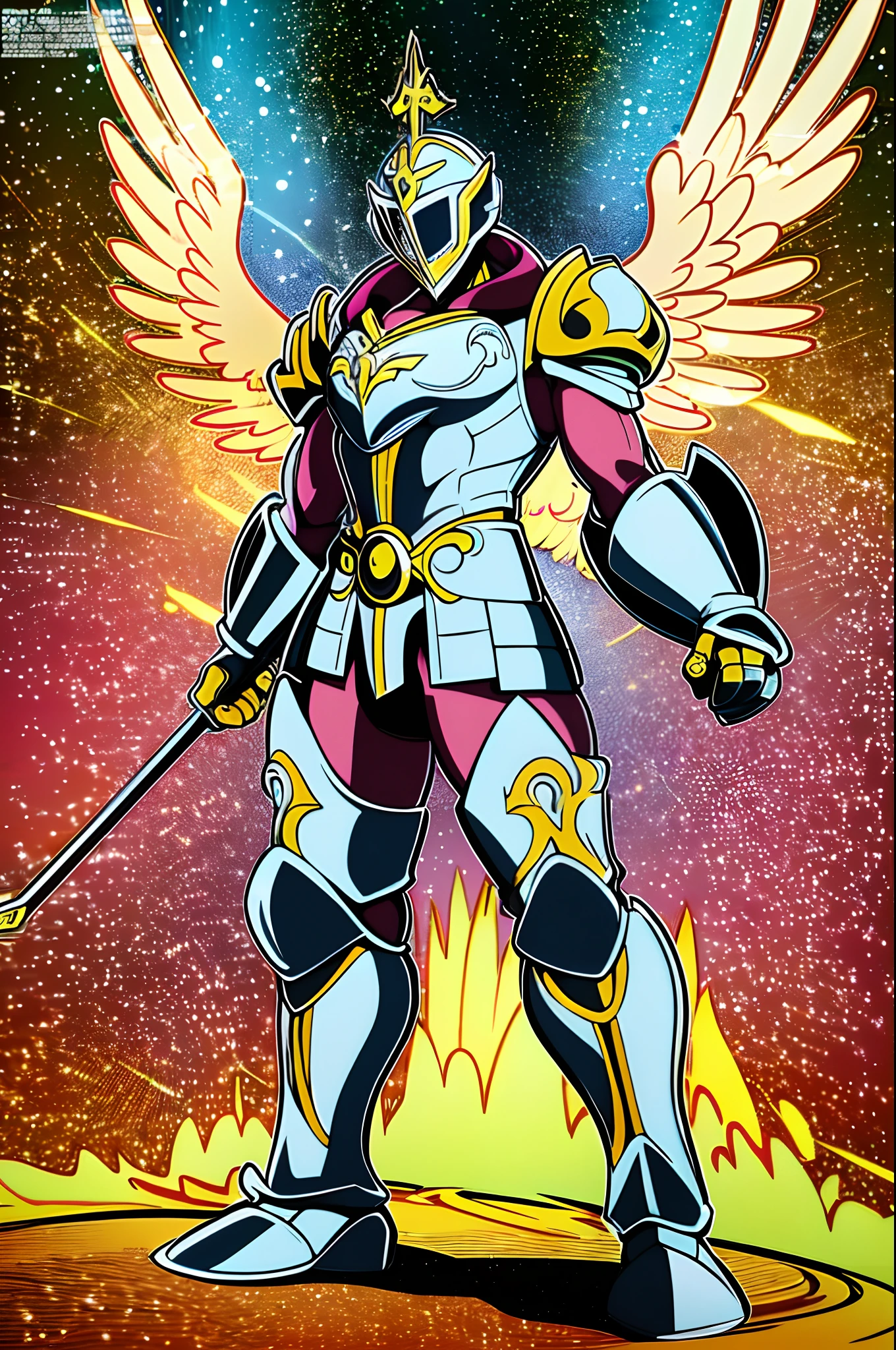sentai ,, standing solo, weird, bizzare, angelic, divine, aura, celest, male, armor, knight,, full body