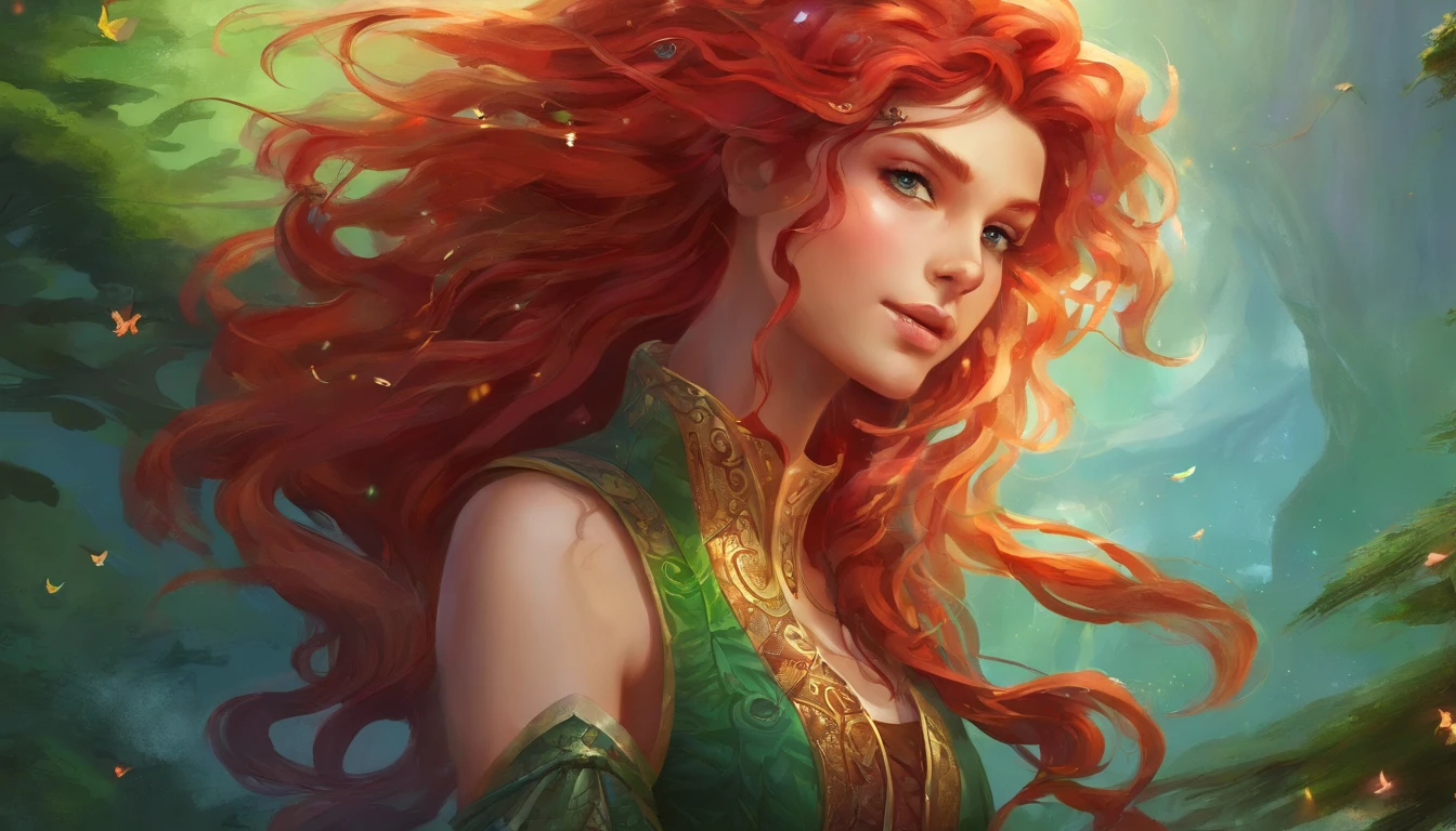 (masterpiece, top quality, best quality), pixel, pixel art, 1girl, full body, curly hair, red hair, green eyes, red plaid dress, Tattoo