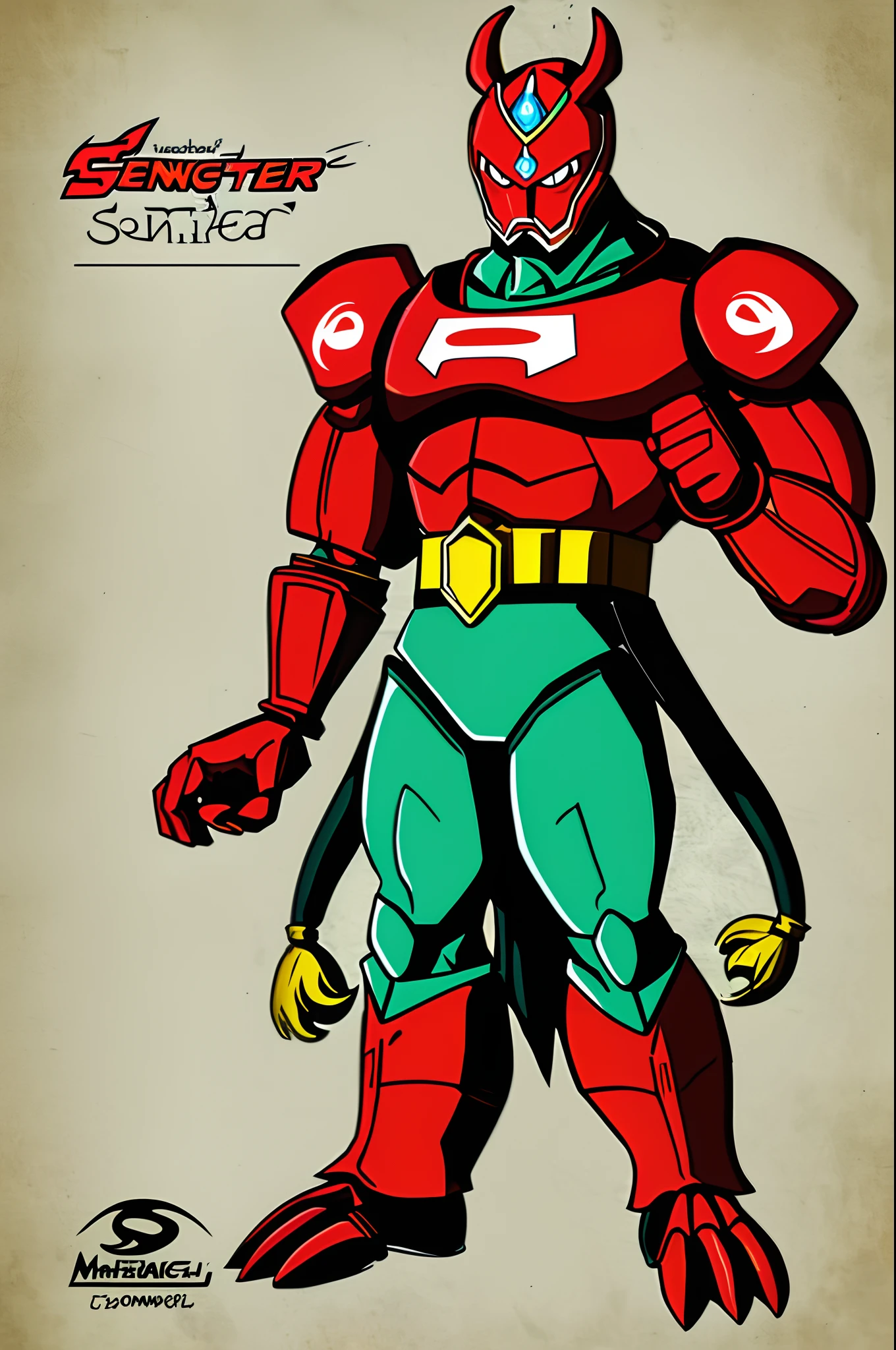 sentai ,monster, standing solo, mythical animal like, female, full body