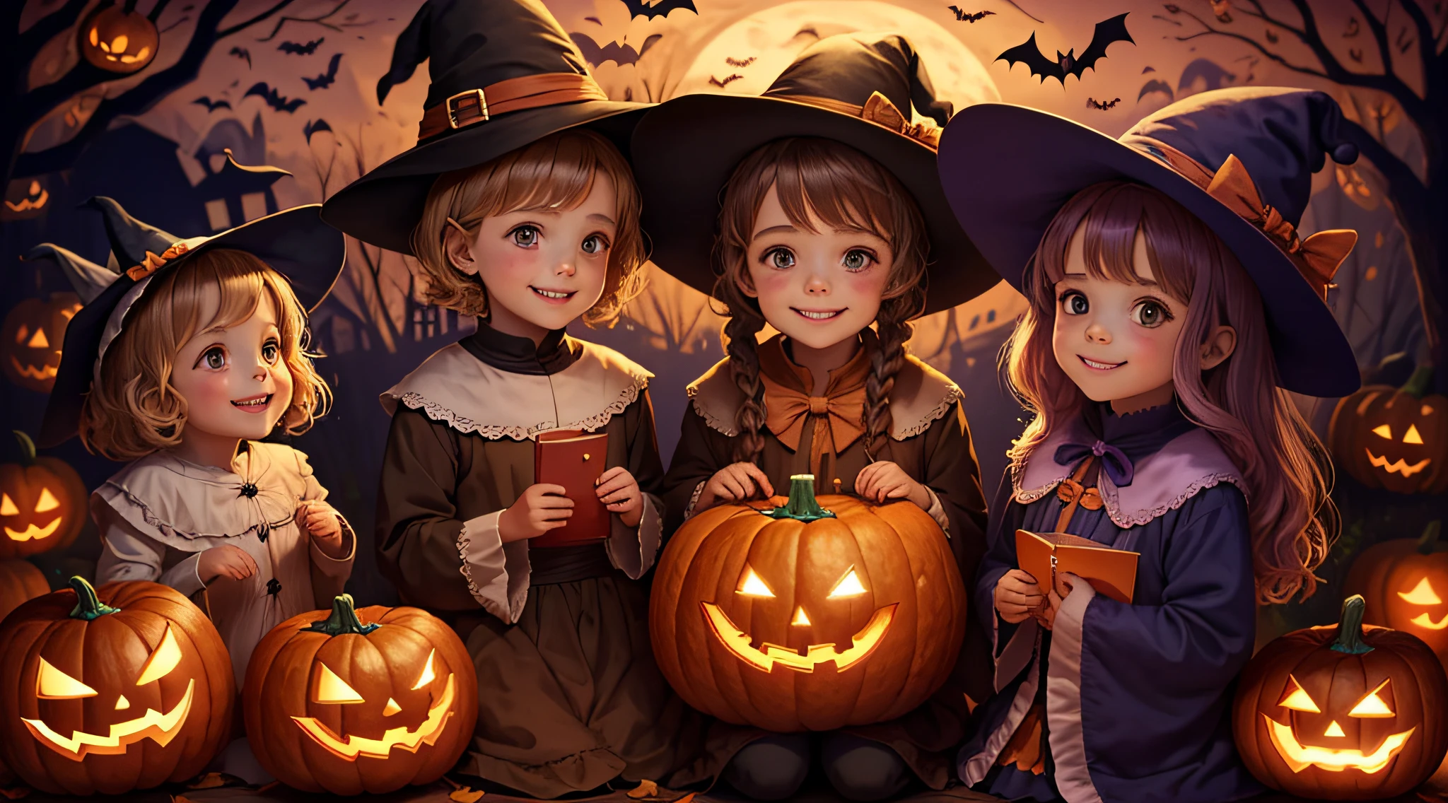 Happy Halloween,Children's Picture Books,Children enjoying costumes,Smiling