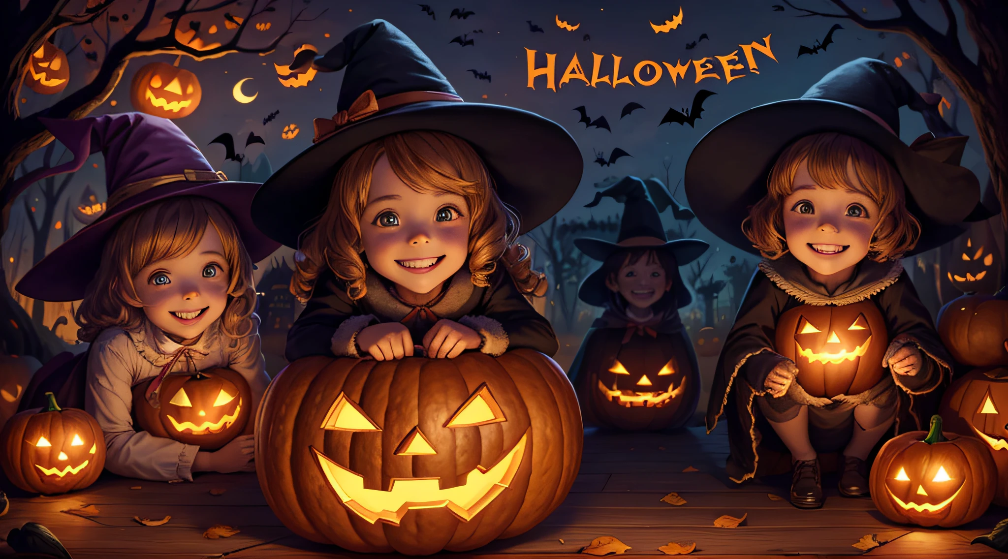 Happy Halloween,Children's Picture Books,Children enjoying costumes,Smiling