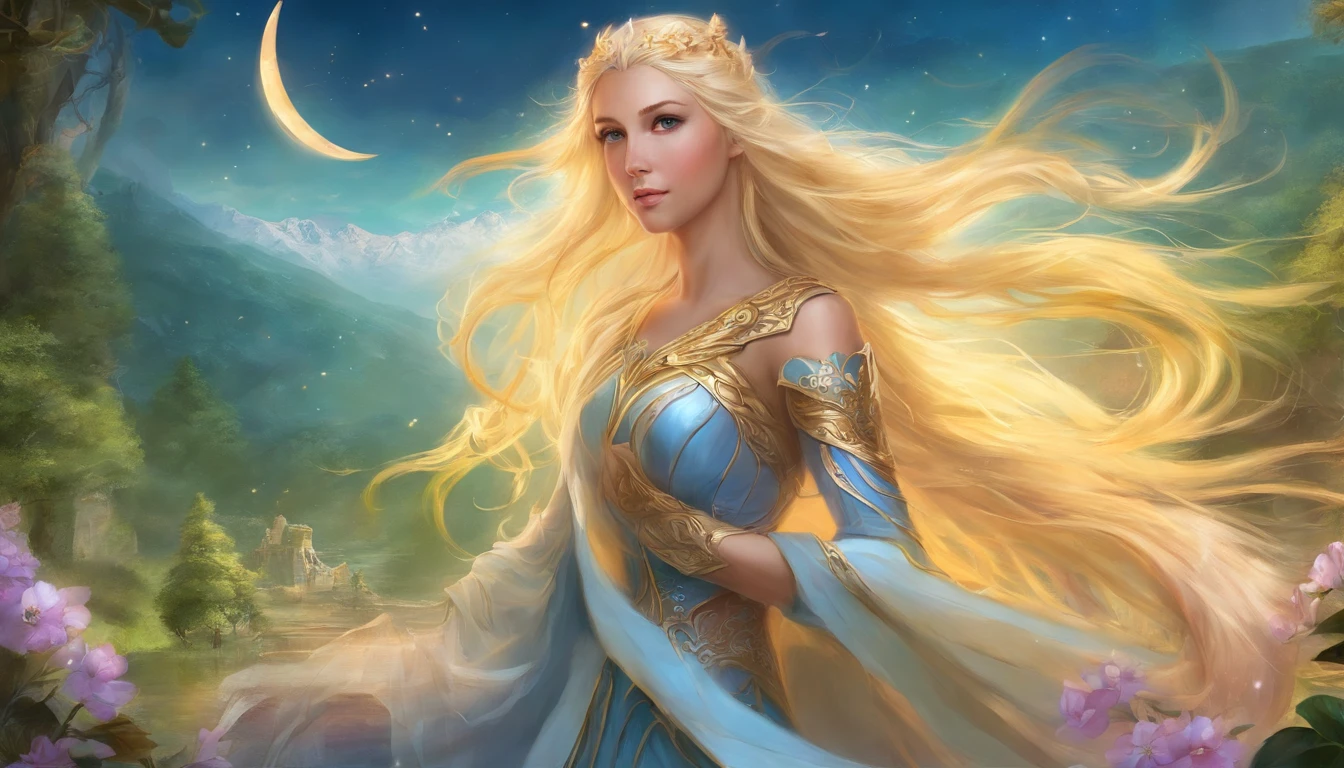Jovem deusa grega Agora mesmoa, Virgin of wild nature and hunting, com (((blonde hair))) e (((olhos azuis))), Amazingly beautiful, is light-skinned, esbelta e alta, (Agora mesmo) Abs, "Parece rigoroso e determinado", mythical Arcadian mountains and forests, mitologia grega, hiper-realismo, fotorrealista, super detalhe, 8k, master part