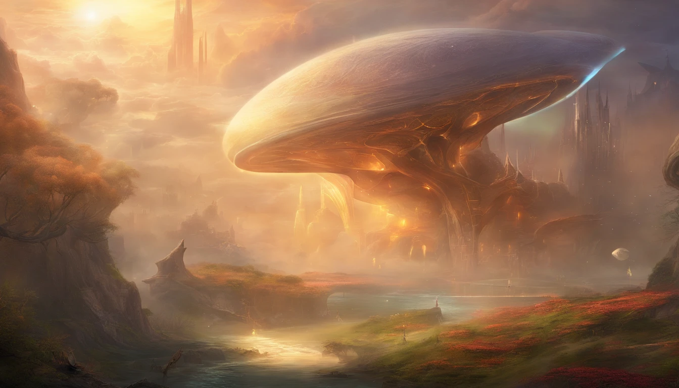 Transparent ethereal alien creatures,中景 the scene is,Corpo inteiro como, VFX surreal altamente detalhado,oc renderizado,Disparo com 70 mm - AR 16:9 --q 2 --s 1000