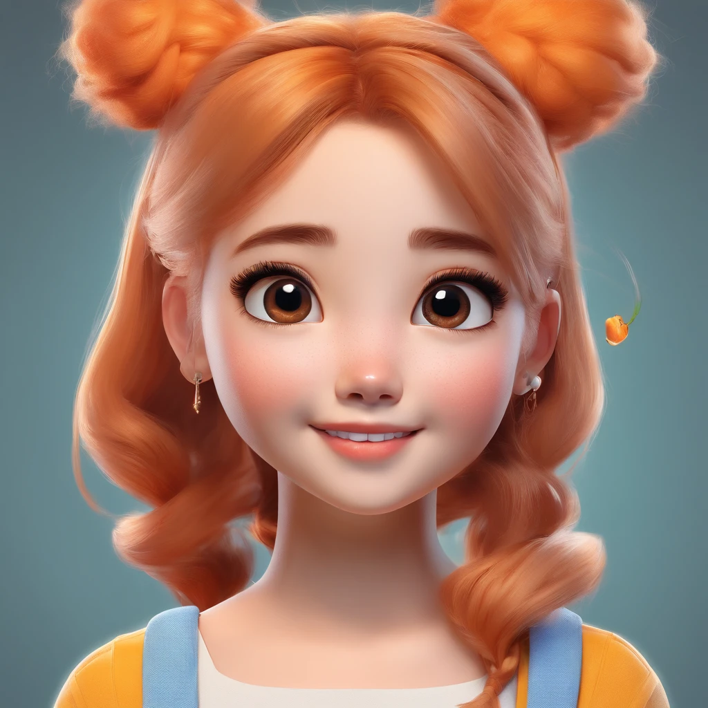 There is one with a ponytail,Little girl with orange hair, lovely digital painting, adorable digital art, Cute detailed digital art, Realistic cute girl painting, Cute cartoon character, Kawaii realistic portrait, Cute cartoon, Young and cute face, cute portrait, Cartoon Cute, digital cartoon painting art, cute kawaii girls, cute character, portrait cute-fine-face, adorable expression,(head portrait,sportrait),Cartoon image with big head and small figure,