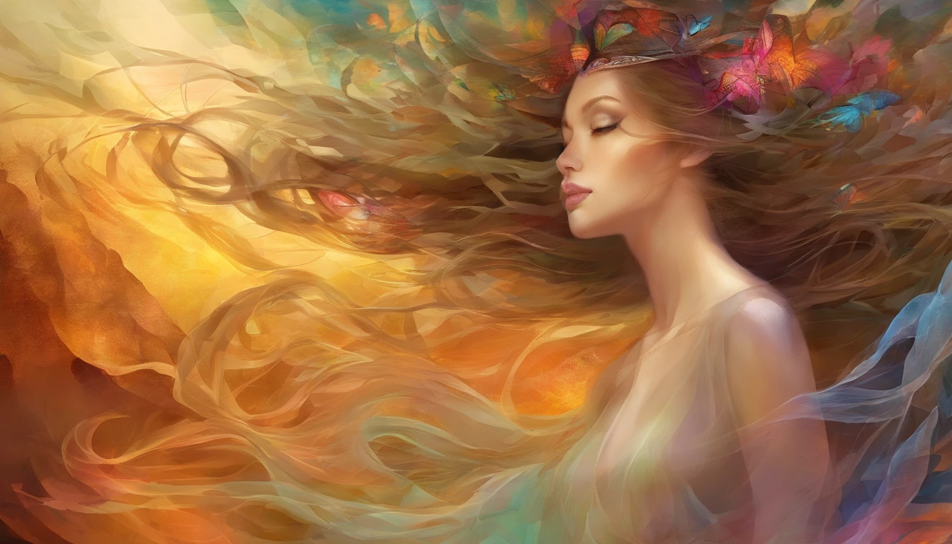 (1girl em:1.3),corpo inteiro, abstract art, Como Angelina Jolie,Tilt the covered cardboard lightly to show your face,Arte Fractal,colorido, estilo-swirlmagic, (masutepiece, melhor qualidade, alta qualidade, alta resolução, ultra-detalhado),