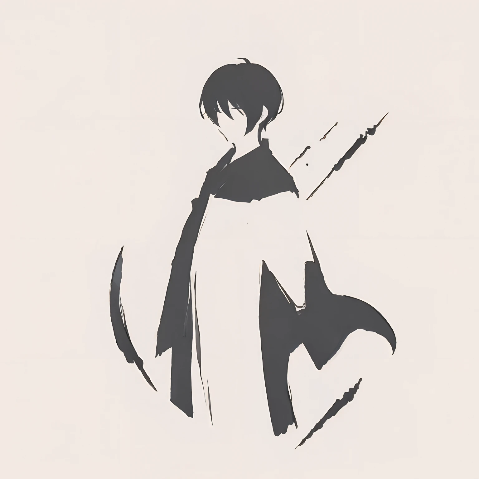 male character, Truth seeker, Embodying wisdom, Intelligence-related professions, Features of a pronounced professional costume、Full body like、Standing picture、Plain white background、Jet black silhouette