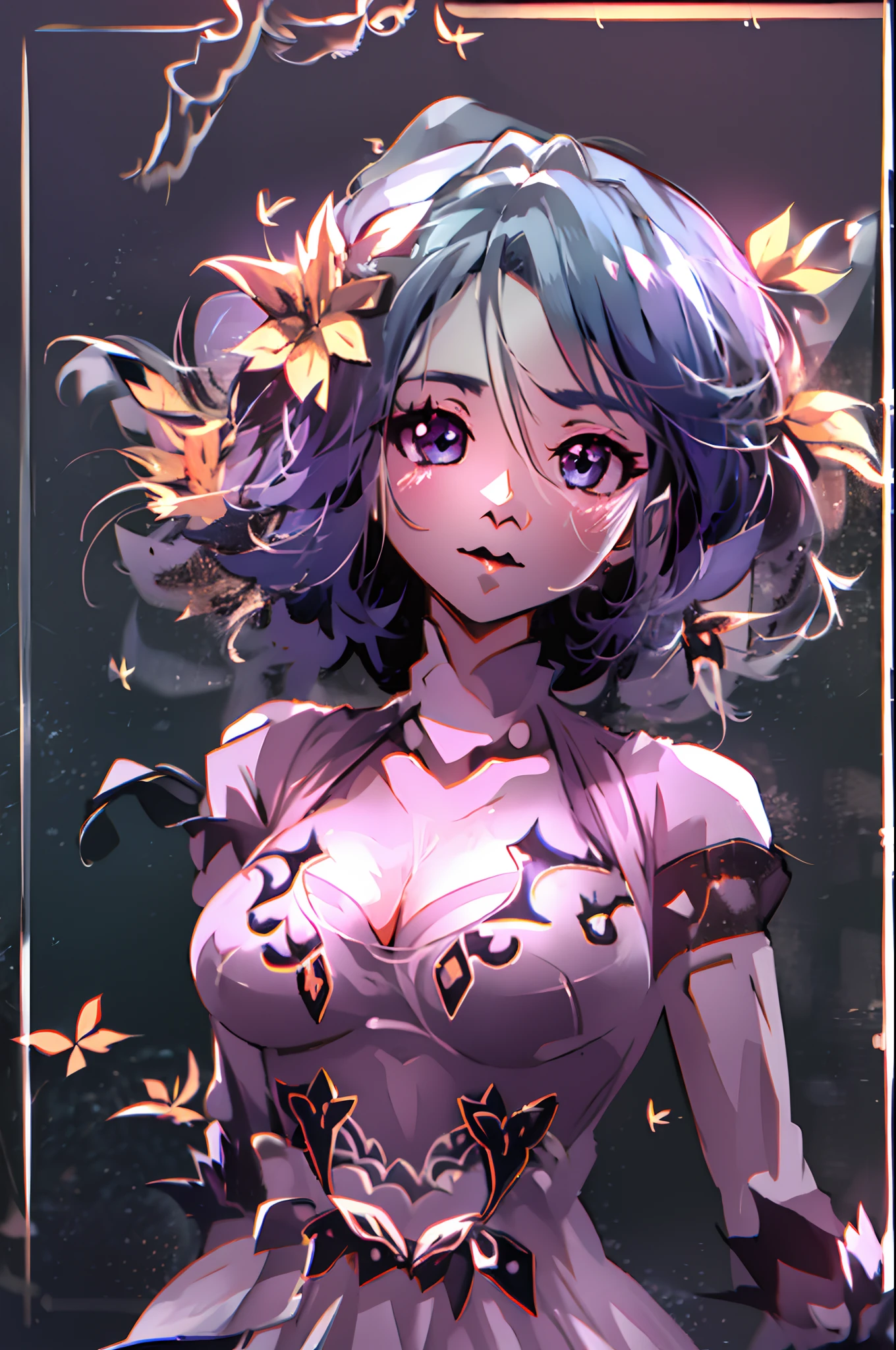 Octane Render、(Hyper-detailing: 1.15)、cinematic lightening、Taken from behind、Cute Fantasy Princess、Handgun shooting practice、Fine Pattern Pistol,long boots、ultradetailed eyes、Full Paint、（Floral hair ornament、butterfly hair ornament）、masutepiece、Anatomically correct、blur、depth of fields