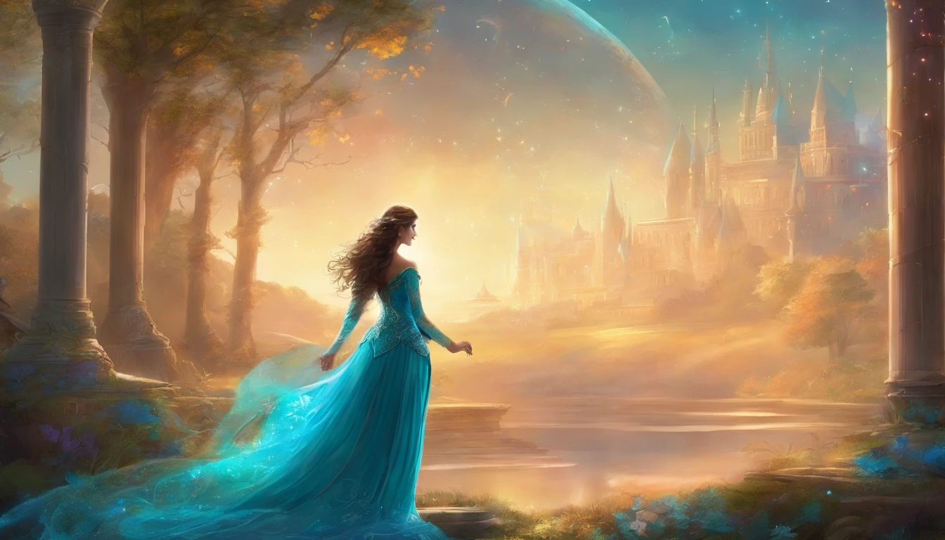 a woman in a blue dress standing in a room, vestido azul gelado;, vestido elegante, sky - blue dress, vestido azul longo, tule e renda, usando um vestido elegante, vestido verde claro, um vestido azul, fantasia vestido longo intrincado, vestido de teal livre da barriga, com cintura fina, usando um vestido de noite, Turqouise