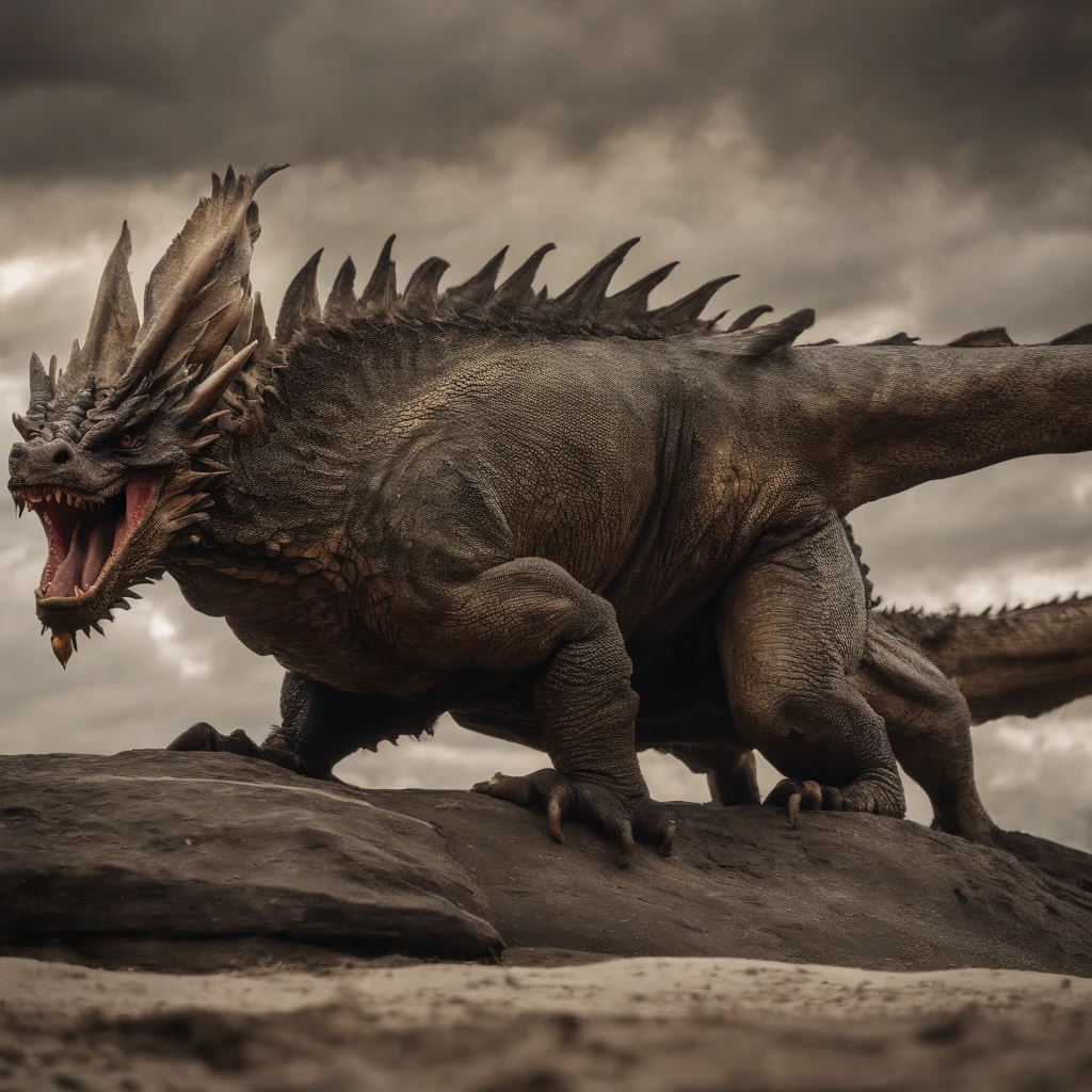 Tenryu Dorado,Rough red eyes,Close-up of the release of blood fire from the nose,Escamas de pecho,Alta calidad,8k,Muchos detalles,Lechuga de fuego,ay,4 patas,Garras manchadas,Oros,Peligros,Fuegos,dientes afilados,big dragon,inmensidad,amenazador,imponente