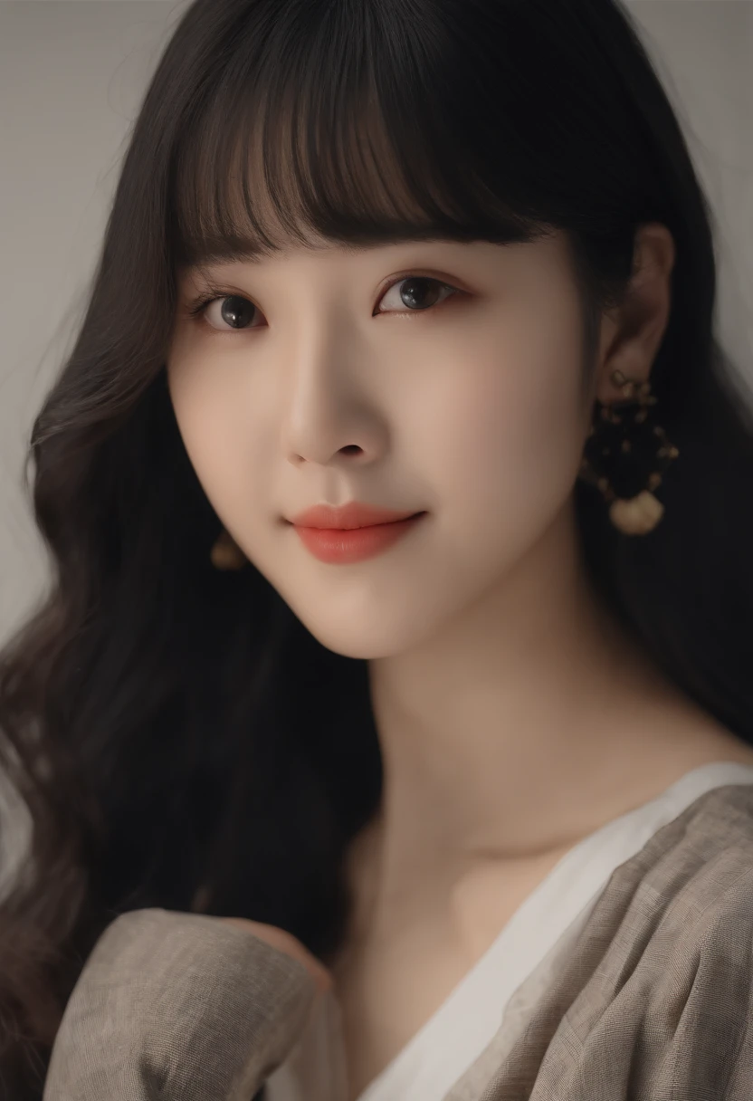 top-quality, Photorealsitic, masterpiece, 8K, Hi-Res, 独奏, 1girl, (((infp young woman))),sixteen years old、full bodyesbian、(small tits), ((Look at viewers)), (look at a camera), ((Various hairstyles close to long))、Perfect straight black hair、With bangs、 (profetional lighting), Highly detailed bright face、Gentle Japan girl、Lovely smile face yellow t-shirt(long-sleeve)、Checked pleated skirt、Standing in front of a white wall