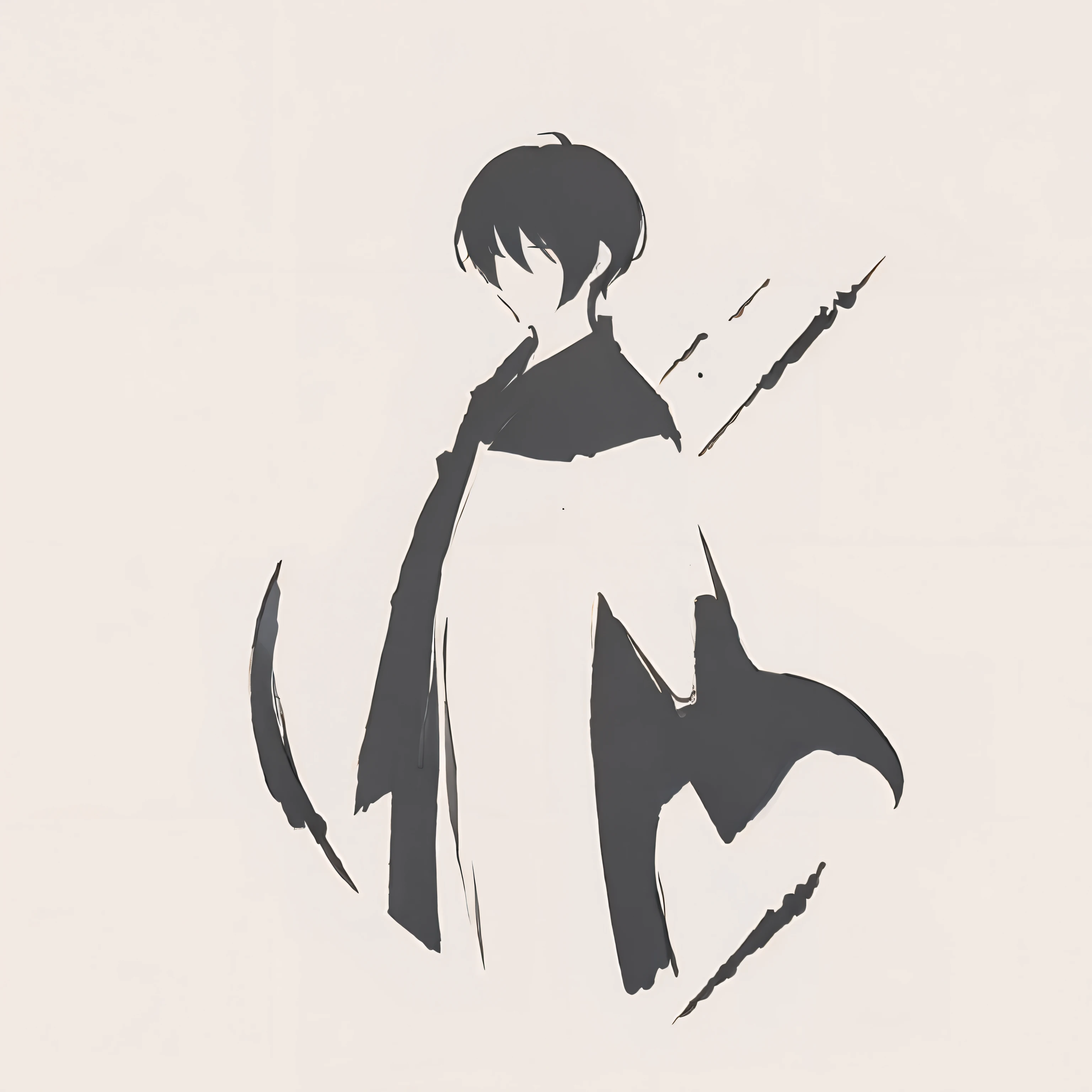 male character, Truth seeker, Embodying wisdom, Intelligence-related professions, Features of a pronounced professional costume、Full body like、Standing picture、Plain white background、Jet black silhouette