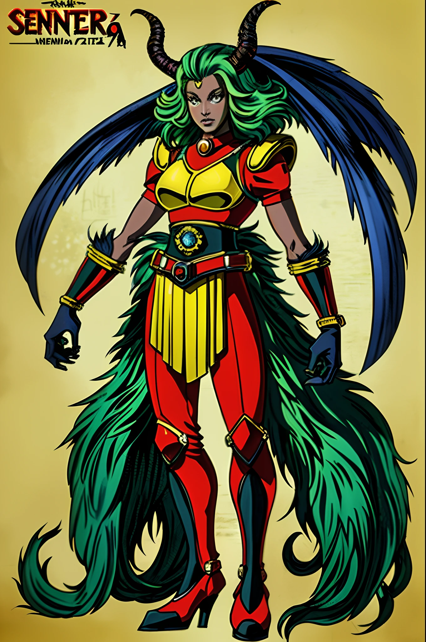 sentai ,monster, standing solo, mythical animal like, female, full body, 70S