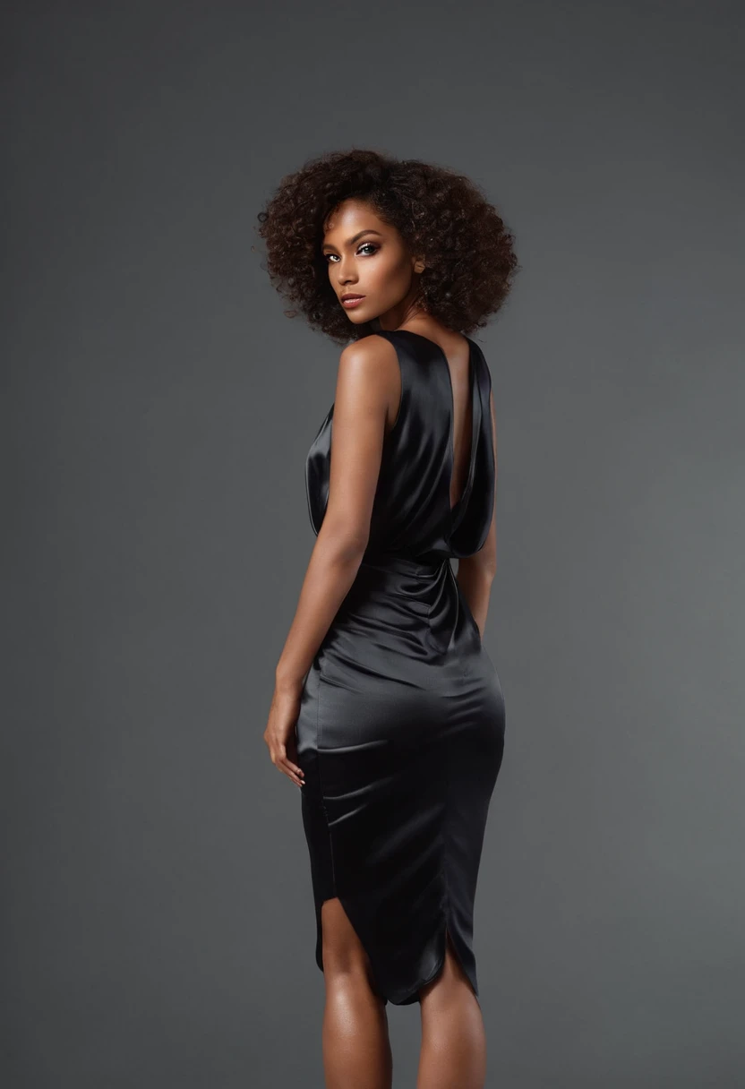 Black Woman The Mysterious Look
Create a mysterious huspanic look by looking over your shoulder while wearing a chic silk dress. Drop your frizzy hair in front of your face and add stylish heels for an even more captivating effect sexy 2-piece door
