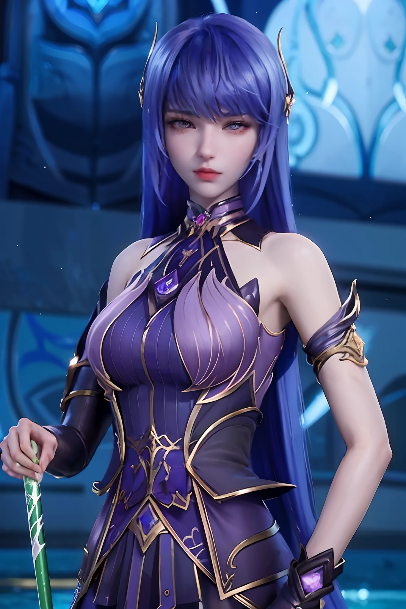 (master piece) brynhildr lancer fgo,20-year old,pure,affectionately gaze,gentle smile,laurel wreath,trapeze dress,shyly pose, pretty round face,tall,very skinny,slender,light blue hair, cross-cut bangs strongly leans to the right,detailed hair