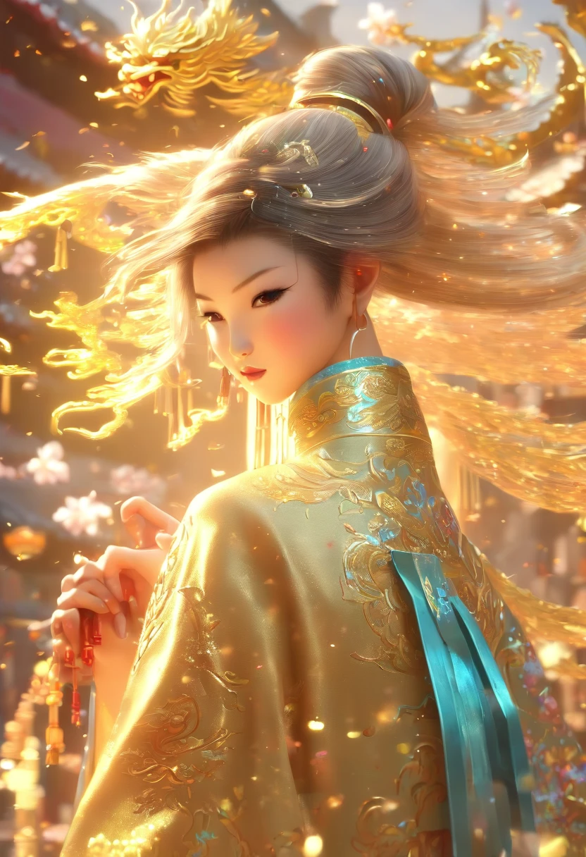1Meninos,sozinho,Jovens estudiosos da China antiga,Segurando um pincel dourado,A written is at full steam,(Caracteres chineses dourados brilhantes transparentes pairavam no ar:2),Texto vertical,Glittery,Estudioso em vestes azuis,Long, flowing hair flutters in the wind,16k, hiper HD, high resolution, Very detailed, melhor qualidade de imagem,dynamicposes,(20 colunas de caracteres chineses:1.6),arranjados de forma ordenada