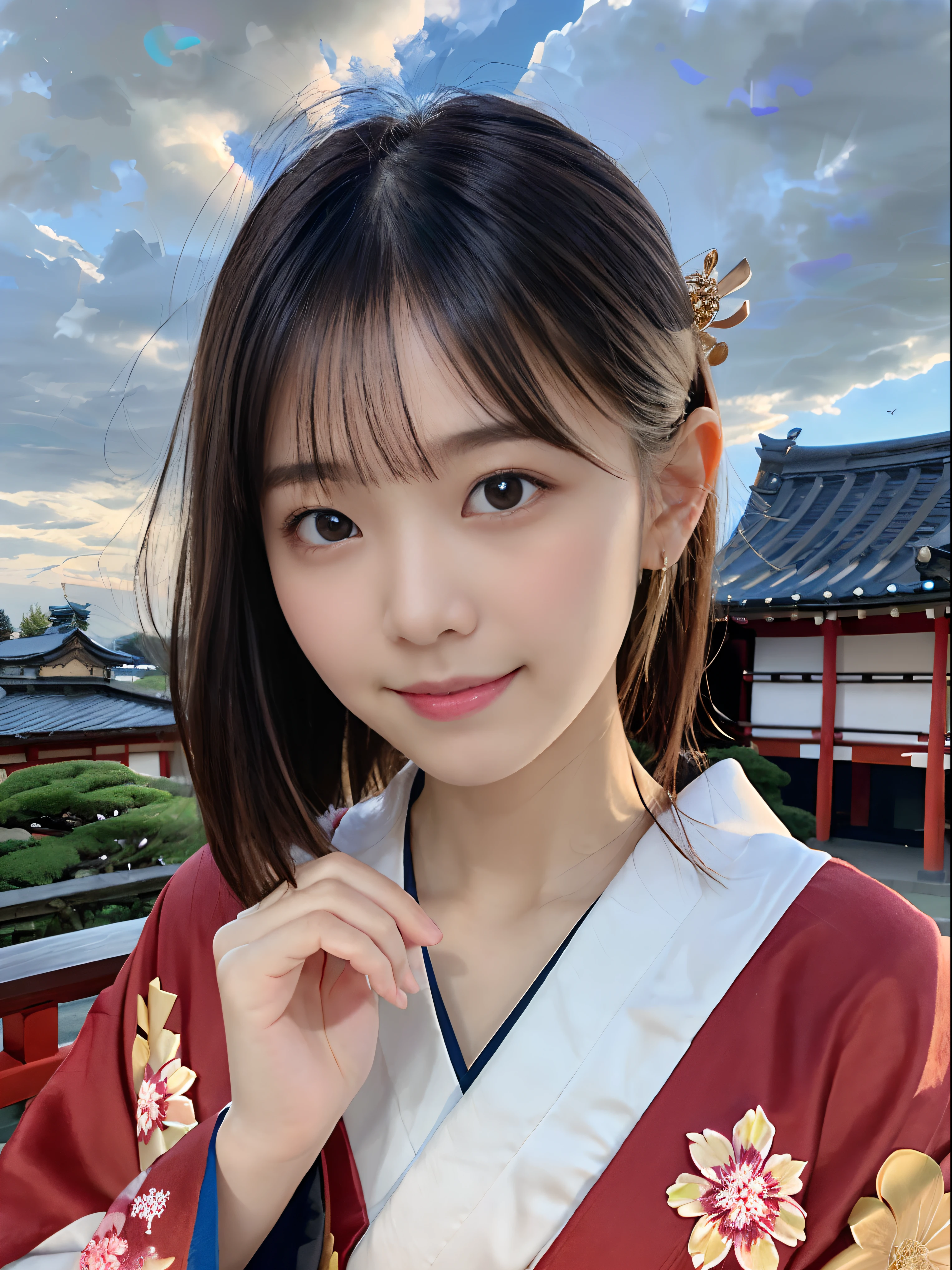 A close up of a woman in a kimono posing for a picture - SeaArt AI