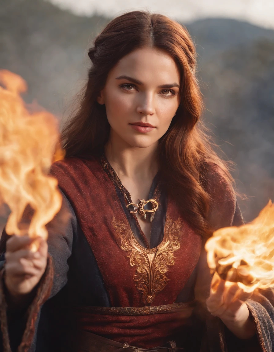 Female mage, fire power, she controls the fire