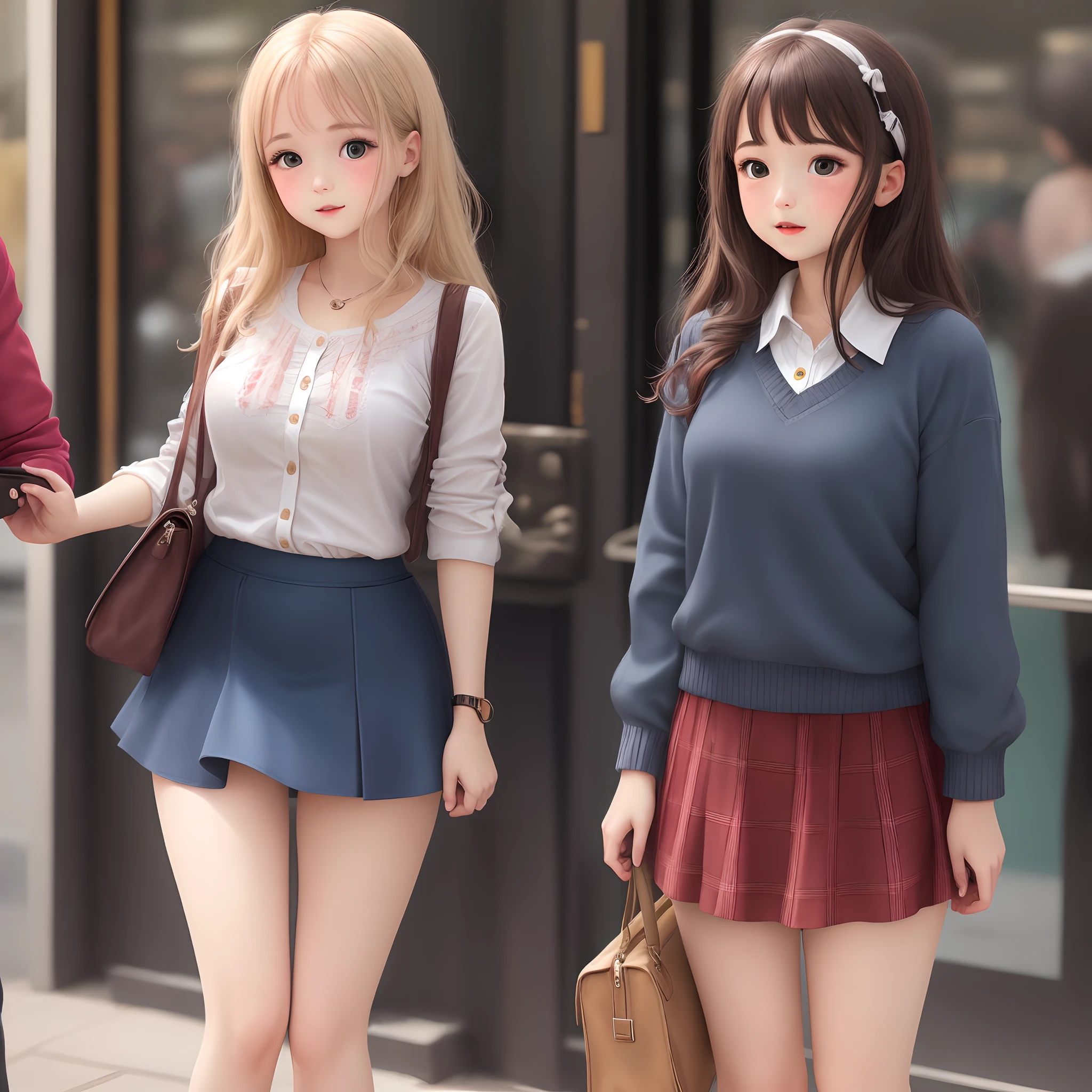 A girl waering a mini skirt giving and up skirt shot