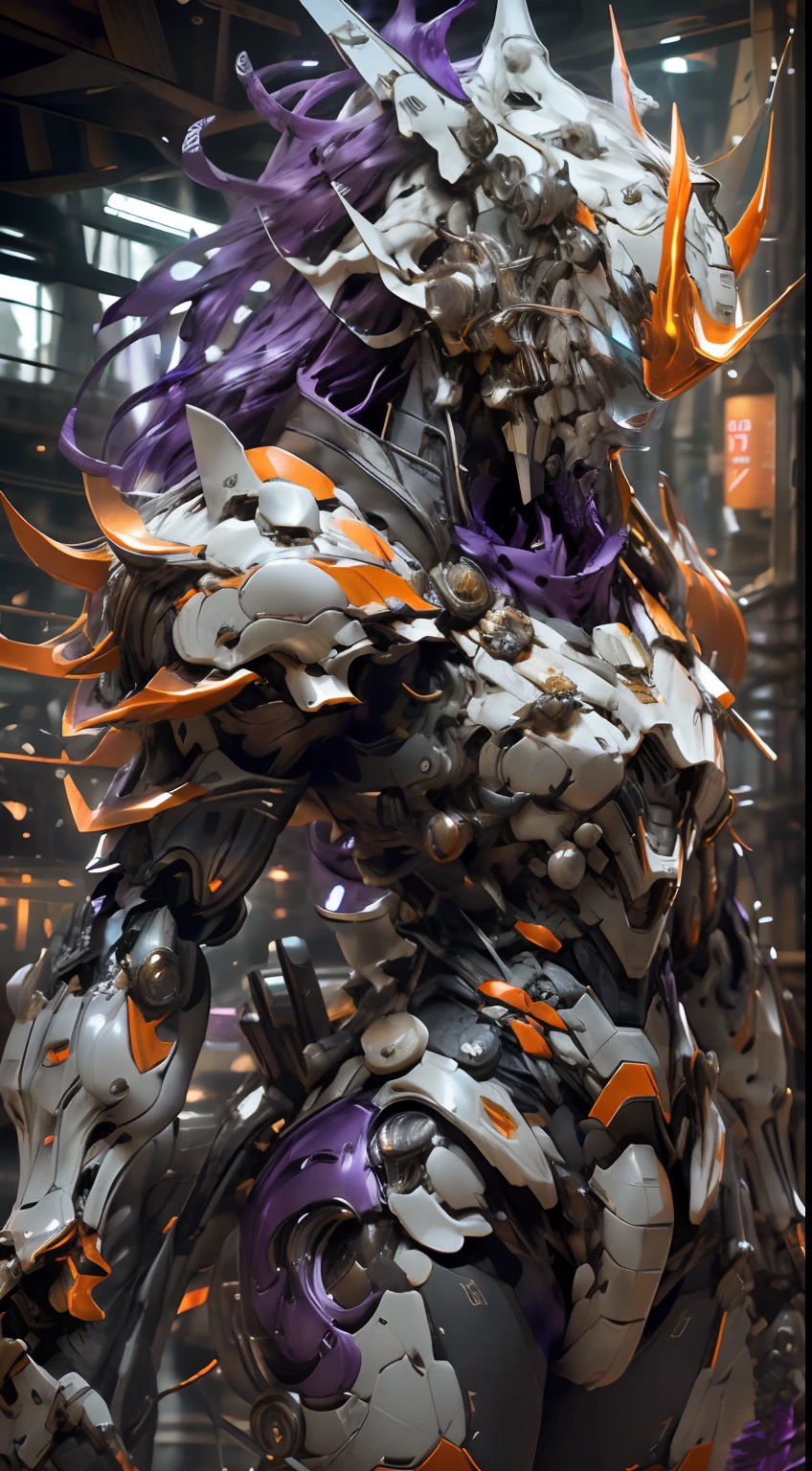 Unreal Engine:1.4,nffsw,best qualtiy:1.4, Photorealista:1.4, Skin Texture:1.4, ​masterpiece:1.8, 1girl in, Solo,Laboratory Machine Machine, face perfect, look at viewr, Transparent vinyl that adheres closely to the skin, Long blue hair, grey  eyes, pale-skinned, Shangyao Gaoda, mechs, (Orange armor with violet part:1.4), s Armor, helmets, linear art, The dim, lowkey, foco nítido, octane, Back lighting, machinery, Back lighting, bright clothes, mechanical legs, propeller, splatters, hair adornments, high-heels, with light glowing, artist name, stand up, thighs thighs thighs thighs,  Pink eyes, armored boots, cyborgs, (Laboratory Machine Machine: 1.4), bare shoulders​, s lips, Machine, Cosplay, Photo RAW, Delicate, Better Quality, (intricate detailes: 1.3), Hyper-detailing, Finely detailed, Coloring, 8K AJC,  grain, (Studio Lighting: 1.2), (FujifilmXT3), (Photorealista: 1.3), (detailedskin: 1.2) 超A high resolution, Outside the park with a lake,  Better Quality, a picture, 4K, (Photorealista: 1.4)