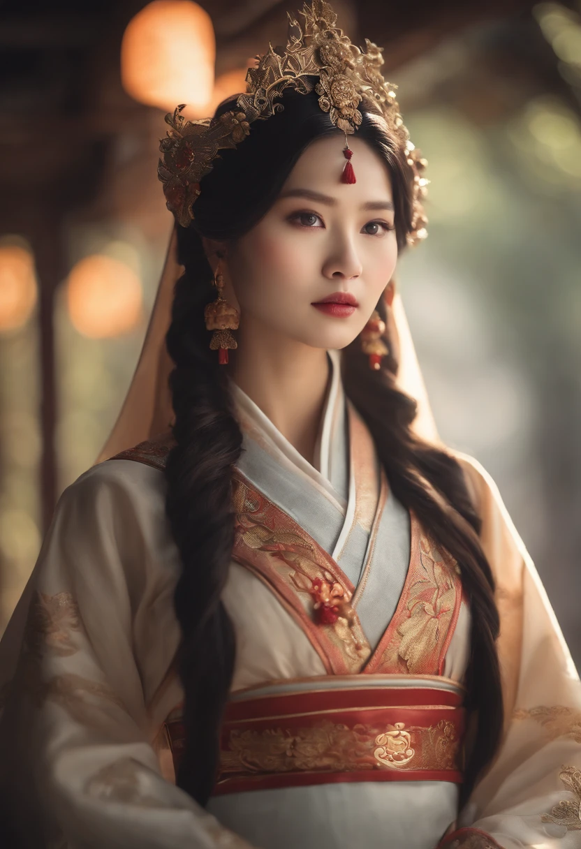 A girl, ancient Chinese costume, whole body, sunshine, clear face, clean white background, masterpiece, super detail, epic composition, ultra HD, high quality, extremely detailed, official art, uniform 8k wallpaper, super detail, 32k -- v 6