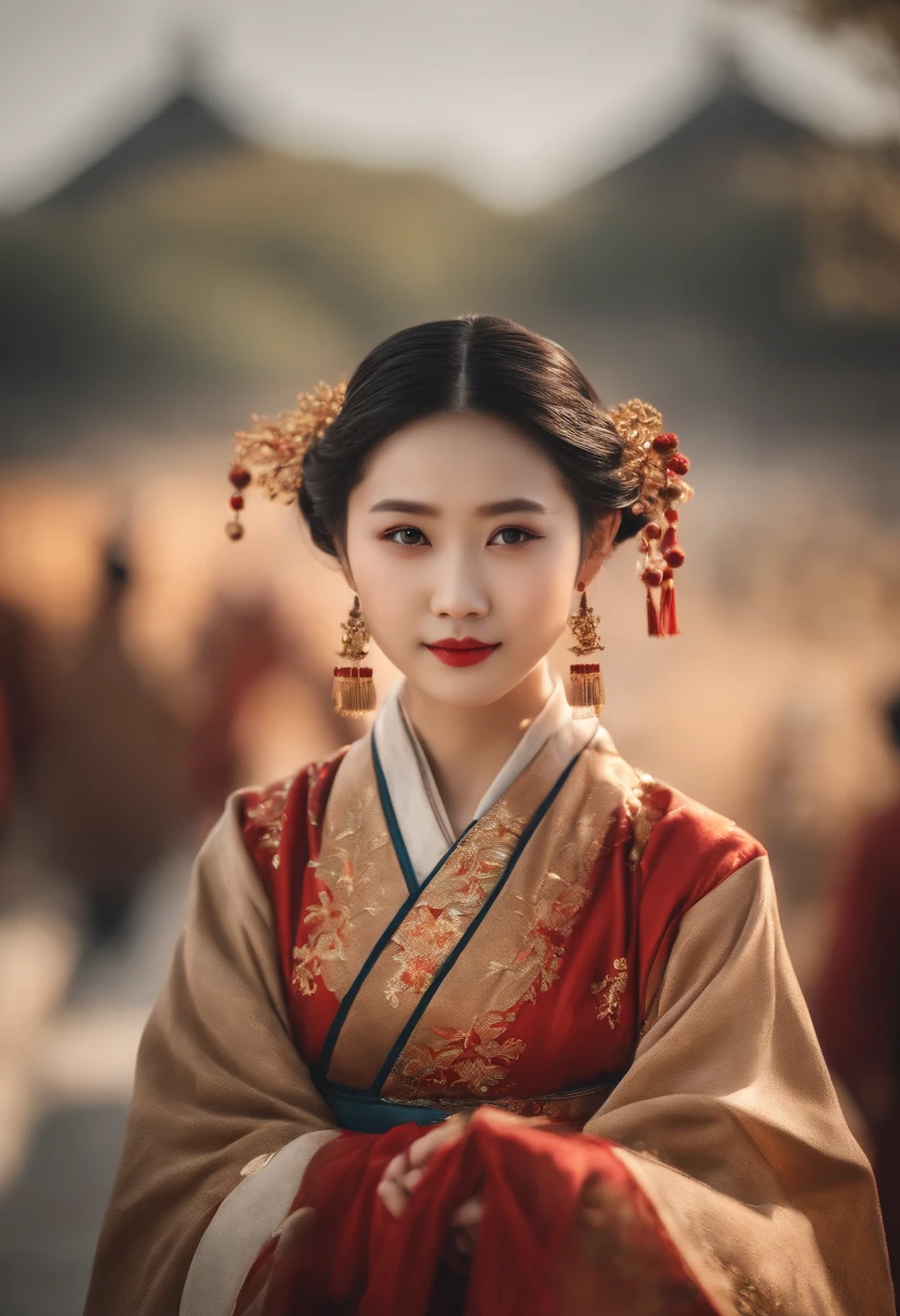 A girl, ancient Chinese costume, whole body, sunshine, clear face, clean white background, masterpiece, super detail, epic composition, ultra HD, high quality, extremely detailed, official art, uniform 8k wallpaper, super detail, 32k -- v 6
