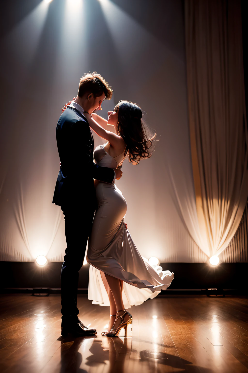 two pairs of eyes meeting on the dance floor,