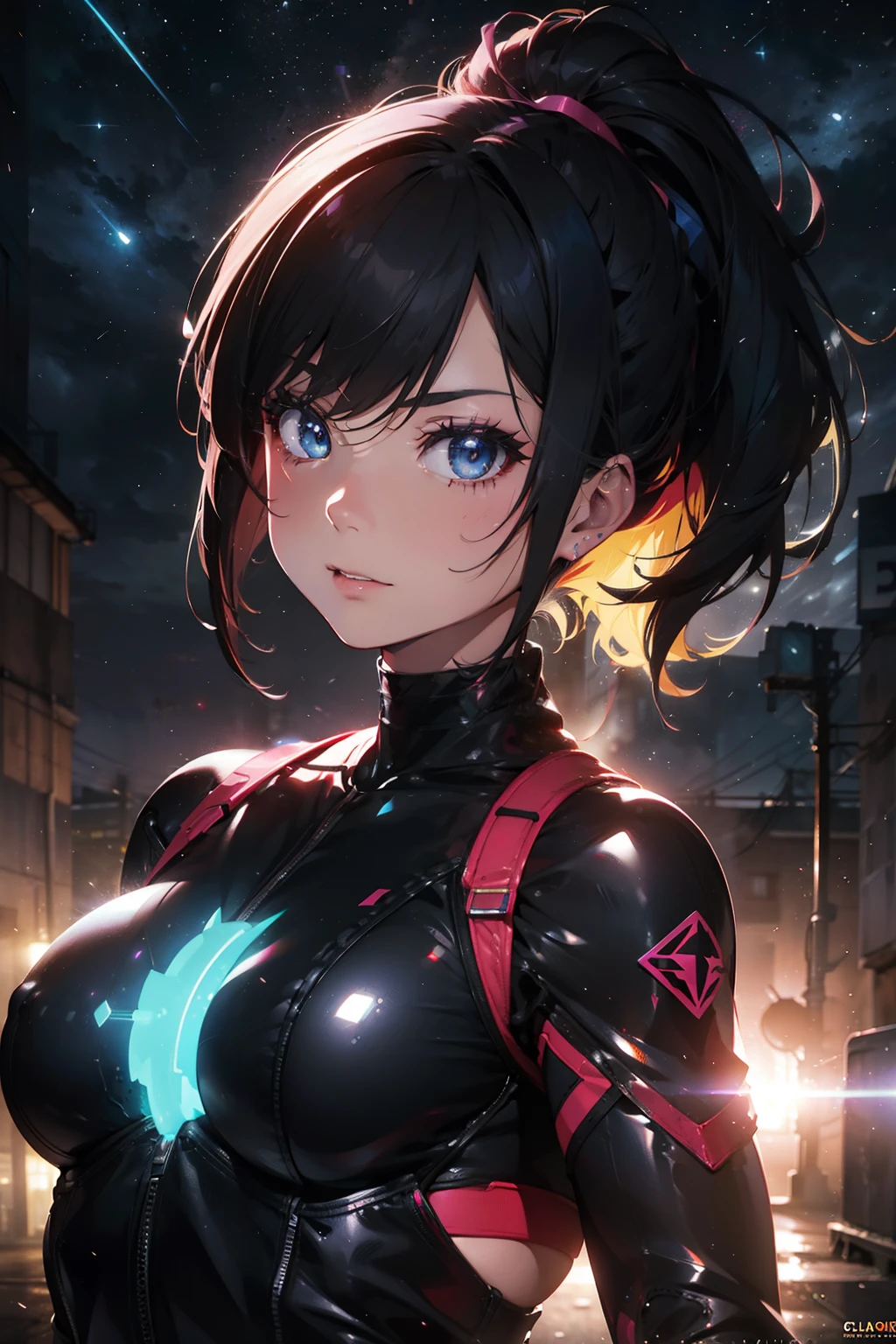 electric colors, astropunk::1, character design, lava glow, integrated art, 3d::1, autodesk maya, zbrush::1, Substance Painter, charlie bowater, glamour photography, close up, gareth pugh, panning photography::1, sports photography::1
