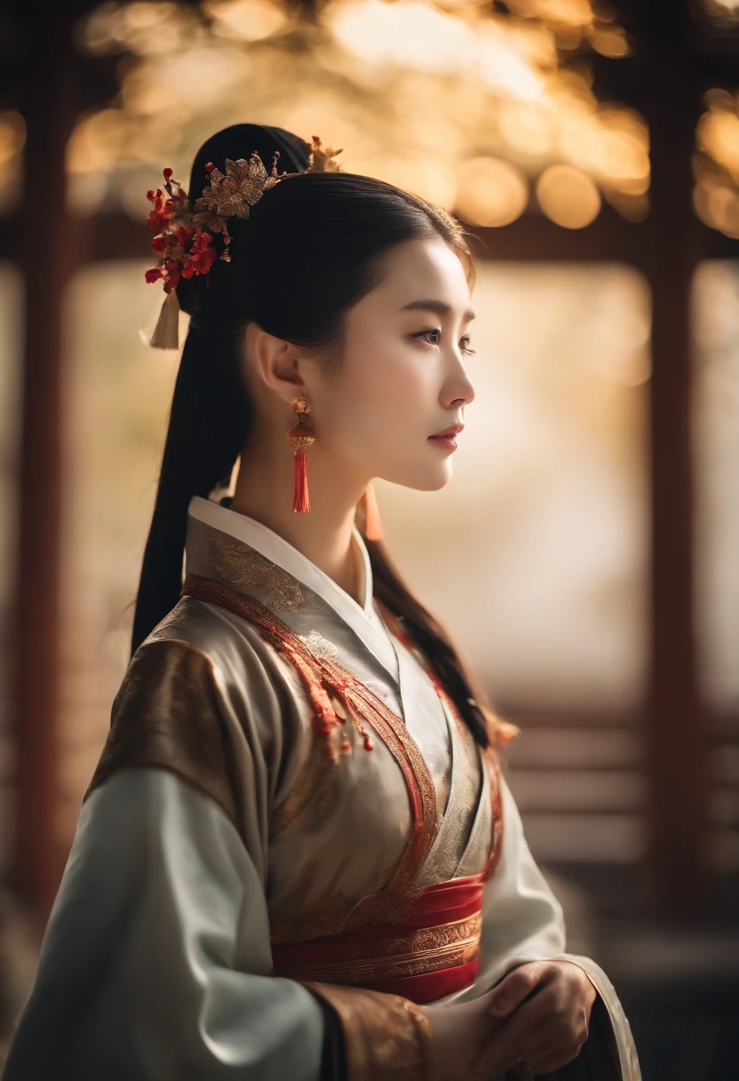 A girl, ancient Chinese costume, whole body, sunshine, clear face, clean white background, masterpiece, super detail, epic composition, ultra HD, high quality, extremely detailed, official art, uniform 8k wallpaper, super detail, 32k -- v 6
