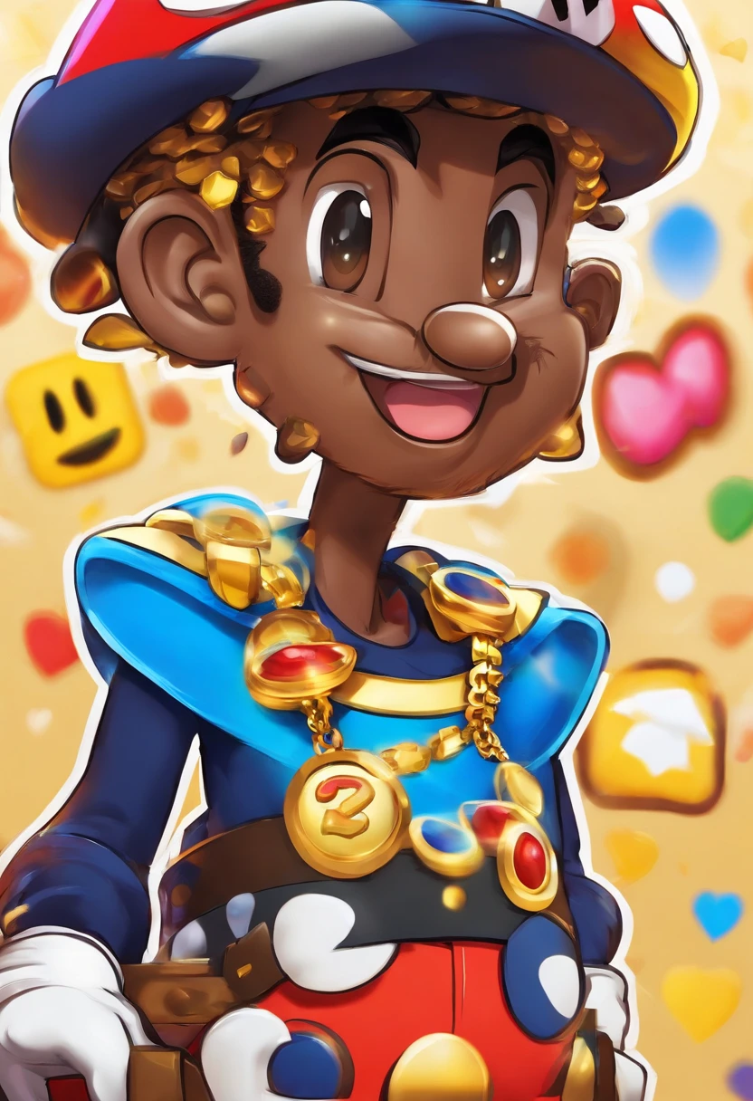 jovem negro estilo de trap no studio e com cabelo curto com joias de ouro