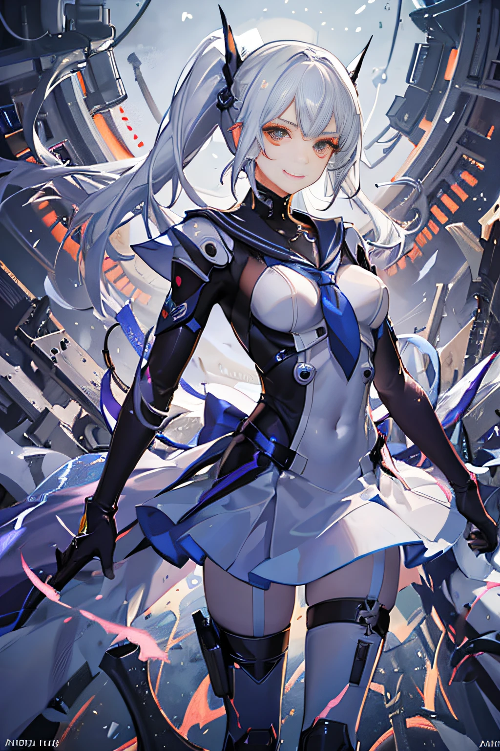 8k, highest quality, (real:1.4), Original photo, 1 girl, Asari Hair, Biological Amplifier, refined armor, posture: Peace talks between warring factions,attention arousal, smart blue eyes,Blue big moon and blue light swirl in the background,Blue halo,