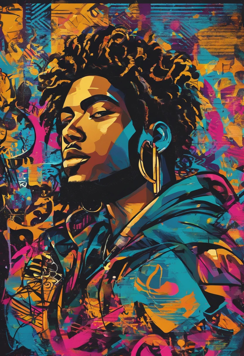 jovem negro estilo de trap no studio e com cabelo curto com joias de ouro
