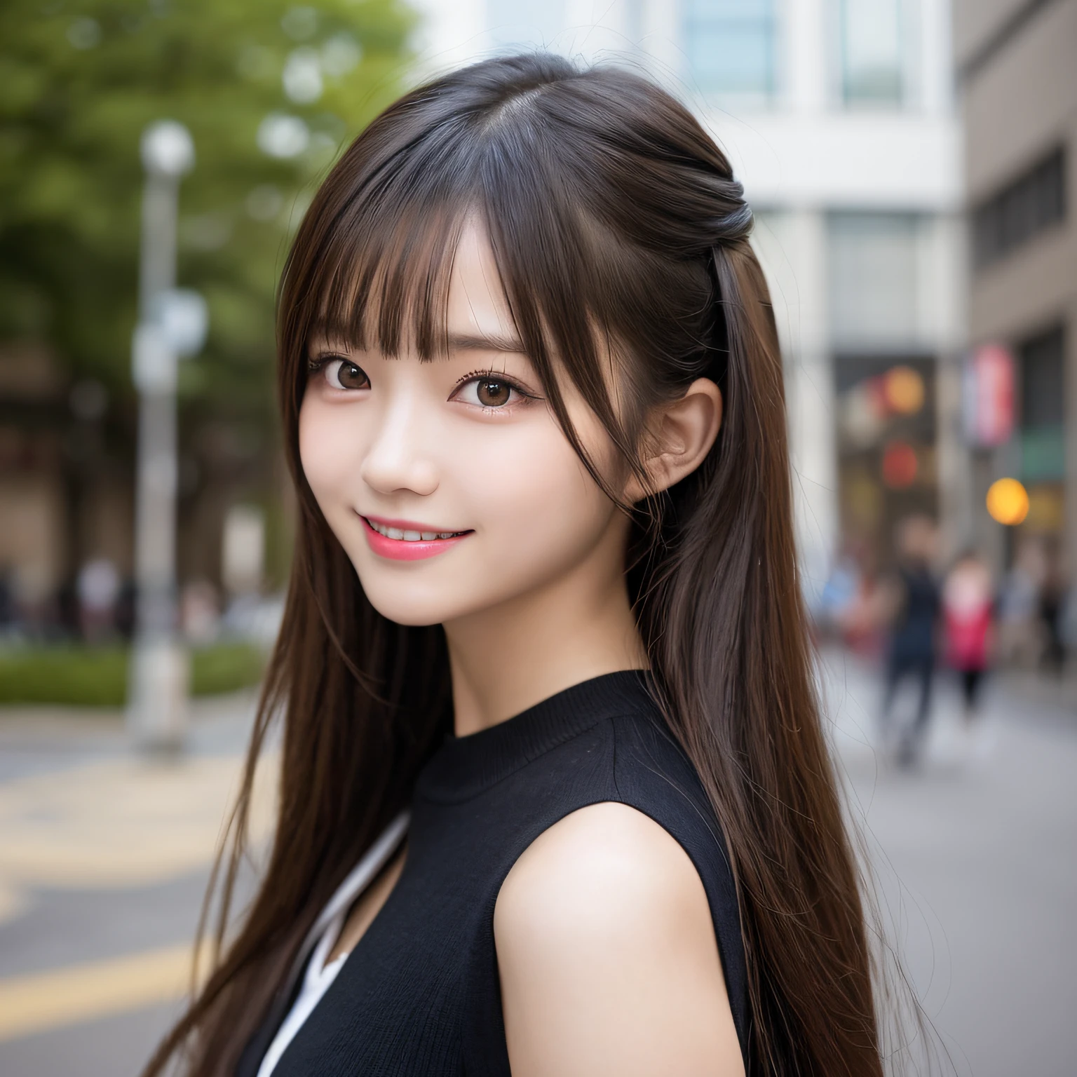 masutepiece, 2 girls in、Best Quality, Illustration, Ultra-detailed, finely detail, hight resolution, 8K Wallpaper, Perfect dynamic composition, Beautiful detailed eyes, Women's Fashion,Natural Color Lip, twin-tail hair. Bold sexy poses,Smile,Harajuku、 girl、Cute、Sexy shot looking at camera,