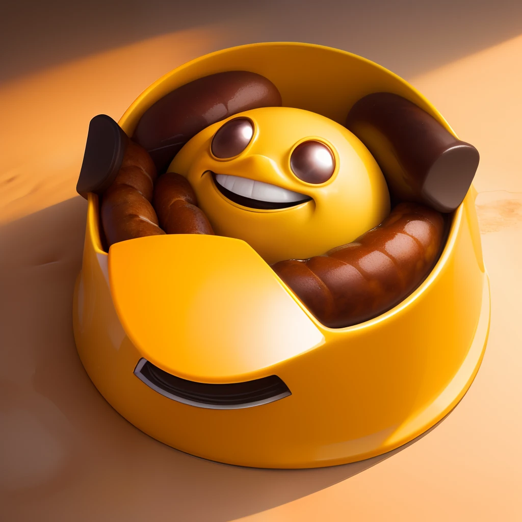 Create a poop with a shape of a sausage, smiling and using sunglesses
