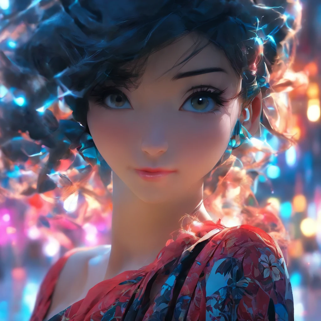 (Best quality, 8K, masterpiece:1.3)) , (one person: 1.4), 1girl, a Korean woman, a goddess, 25 years old, portrait photography, high contrast, God perspective, aperture F1.2, focal length 24mm, ( Full body: 1.2), smile, pose for photos, fine lace, slip dress, simple cut dress, brand dress, simple cut, long black hair, hair tied up, super detailed skin details, detailed fabric texture