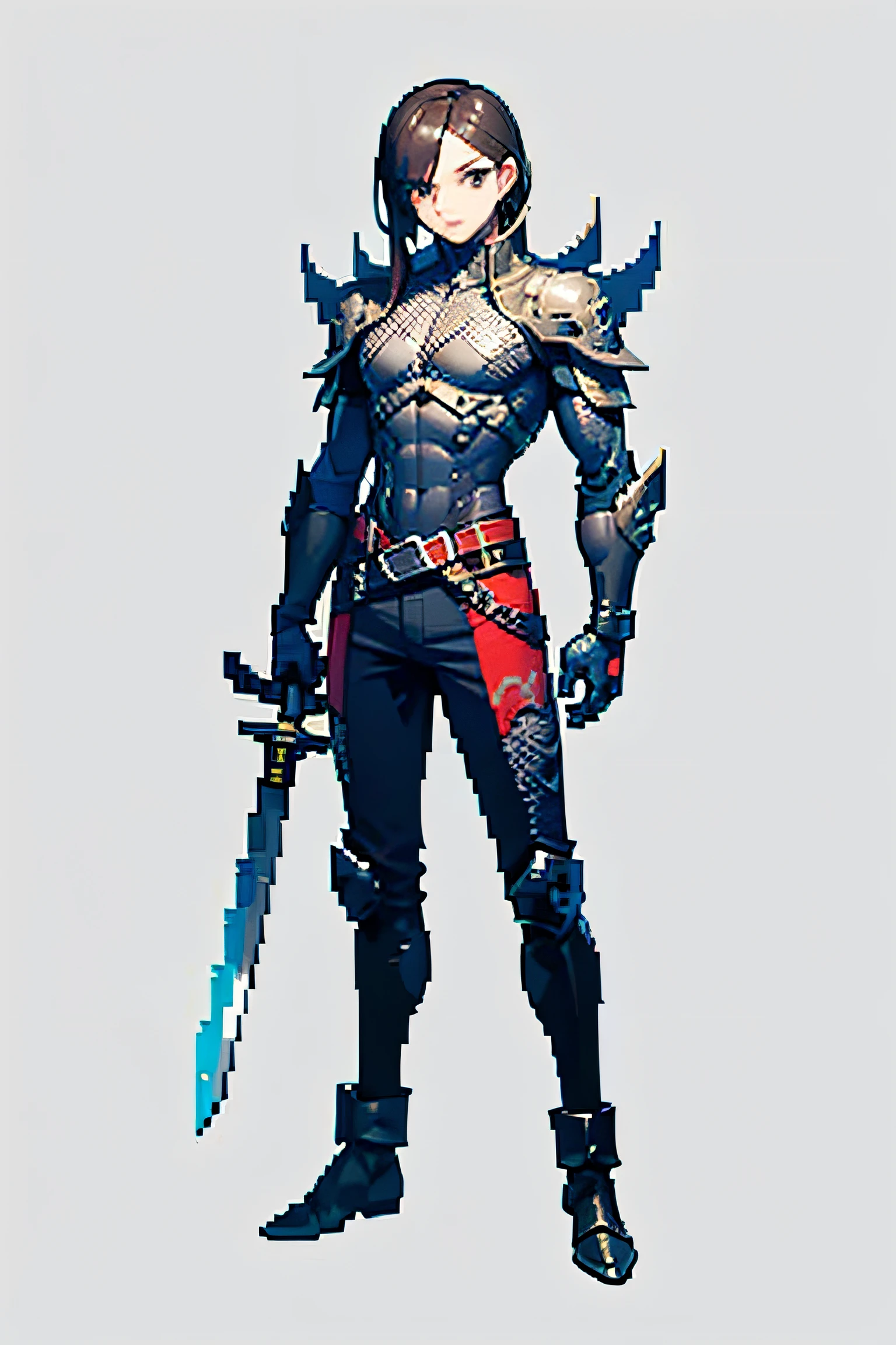 (masterpiece, top quality, best quality), pixel, pixel art, swordman, full body